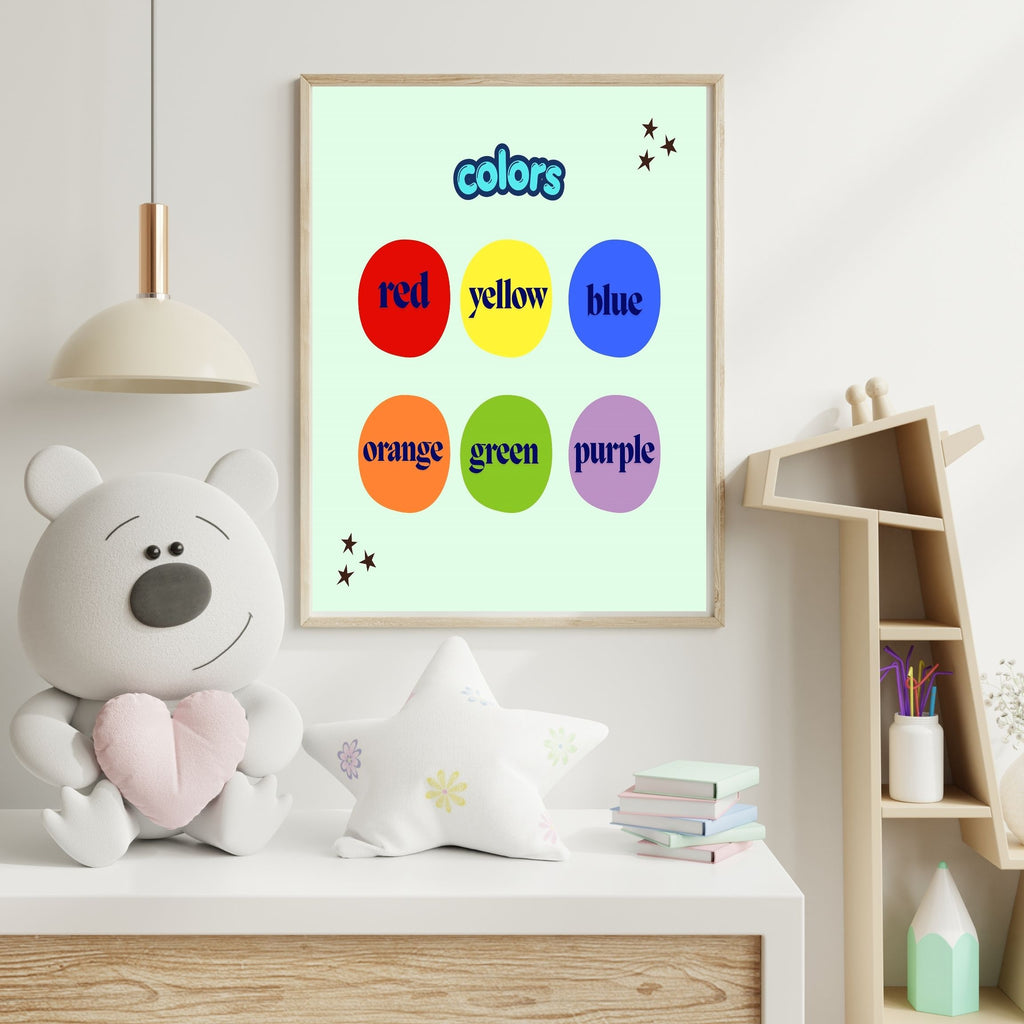 Educational Color Poster for Kids, Printable Nursery Wall Art