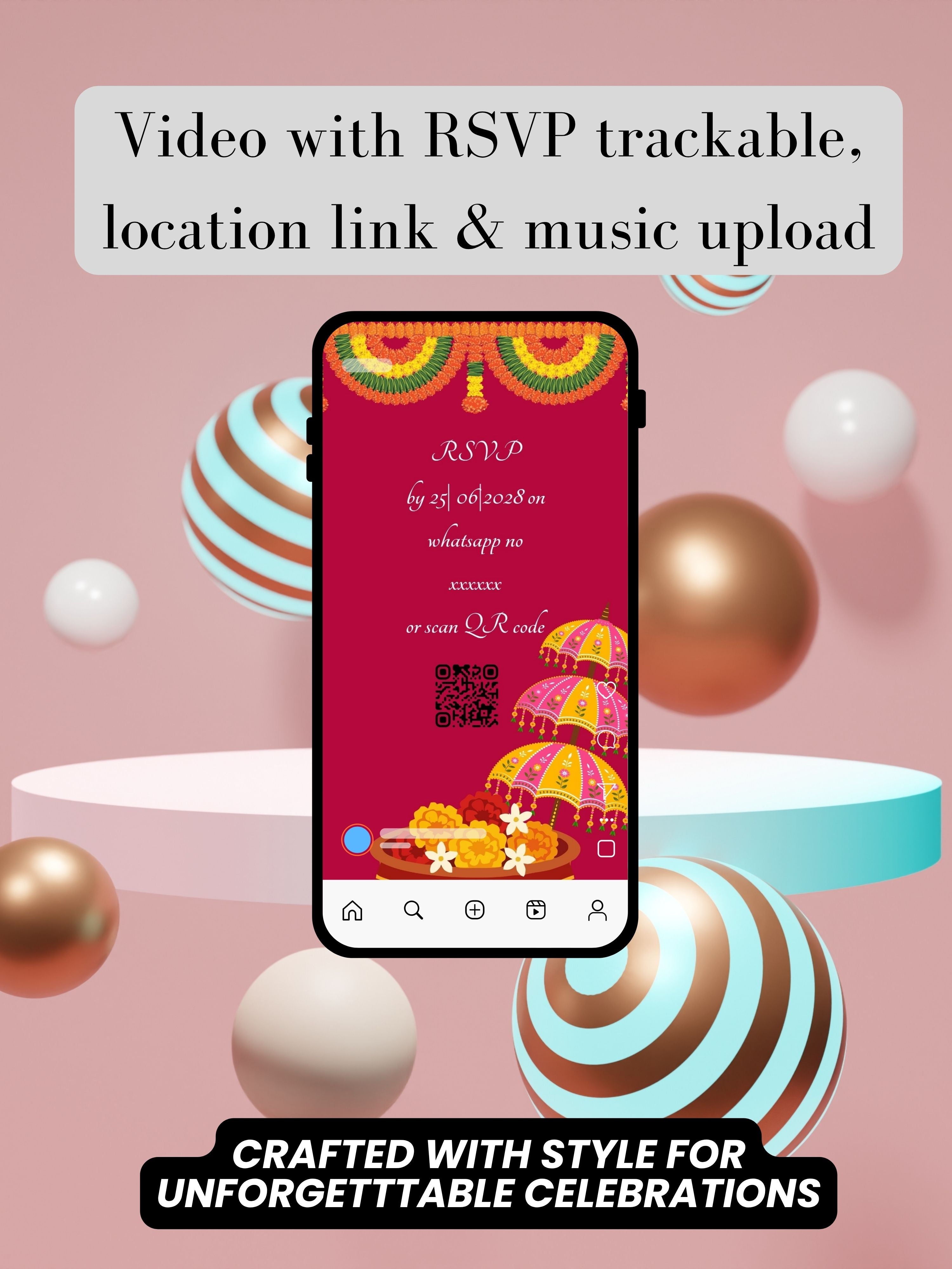 WI0005-HINDU WEDDING Invitation Video Template | Editable Indian Wedding Invite | Canva pro Digital Wedding Invitation | Luxury Save the Date | Wedding Video