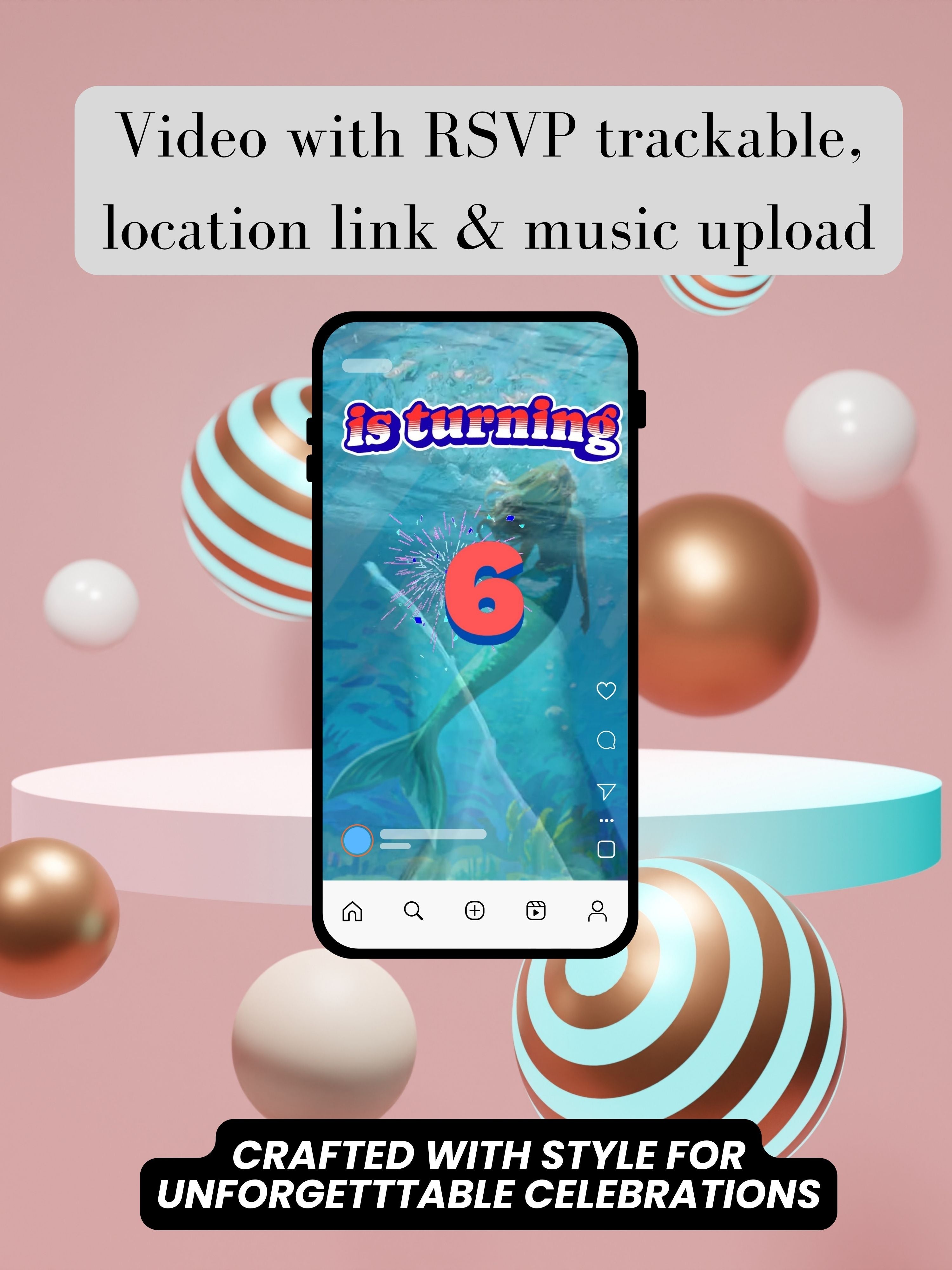 MERMAID Birthday Invitation Video | Editable Canva pro Template | Kids Party Invite | Digital Download|ki36