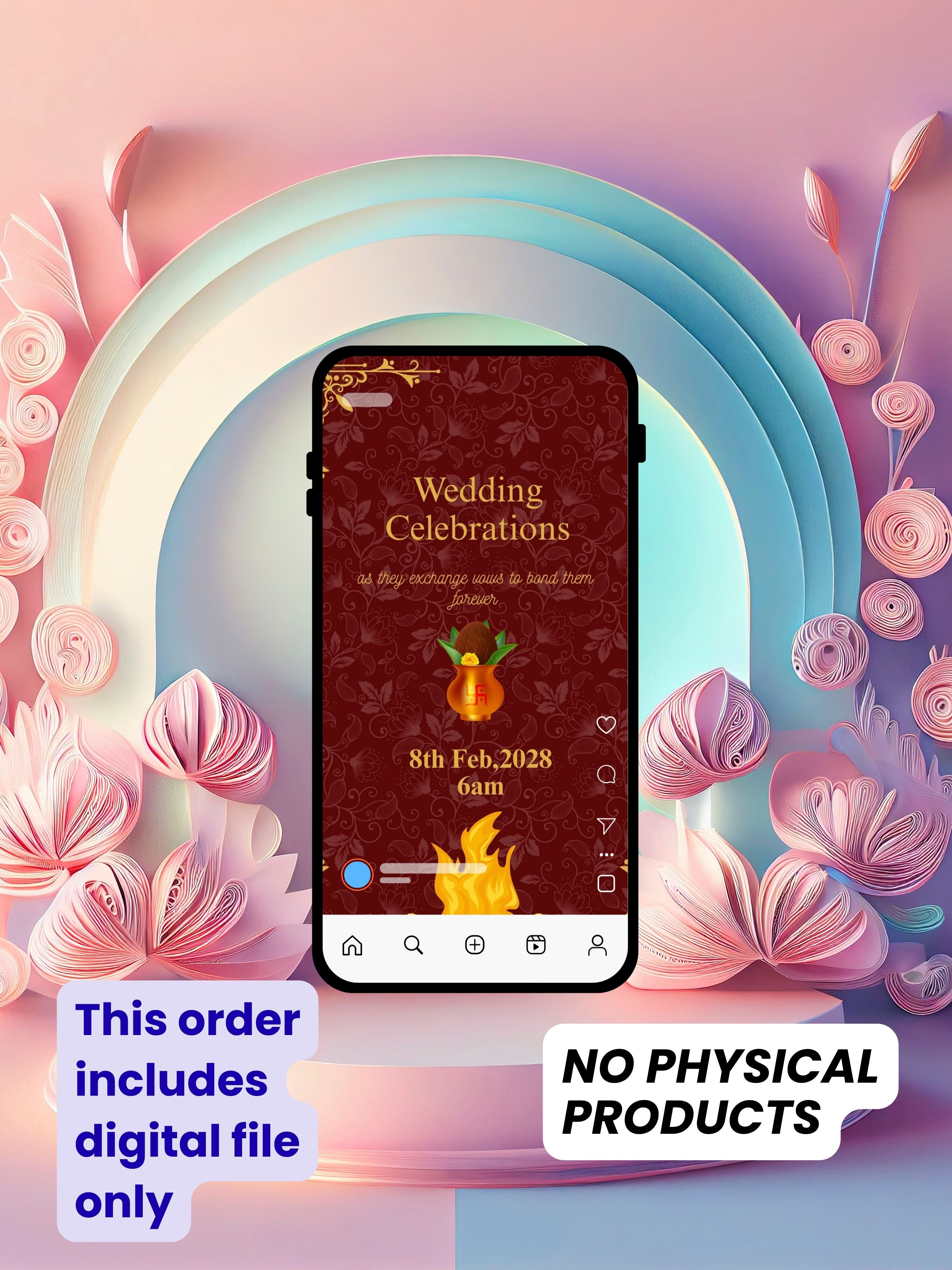 WI0004C-Commercial Use HINDU WEDDING Invitation Video Template | Editable Indian Wedding Invite | Canva Digital Wedding Invitation | Luxury Save the Date | Wedding Video|wv4c