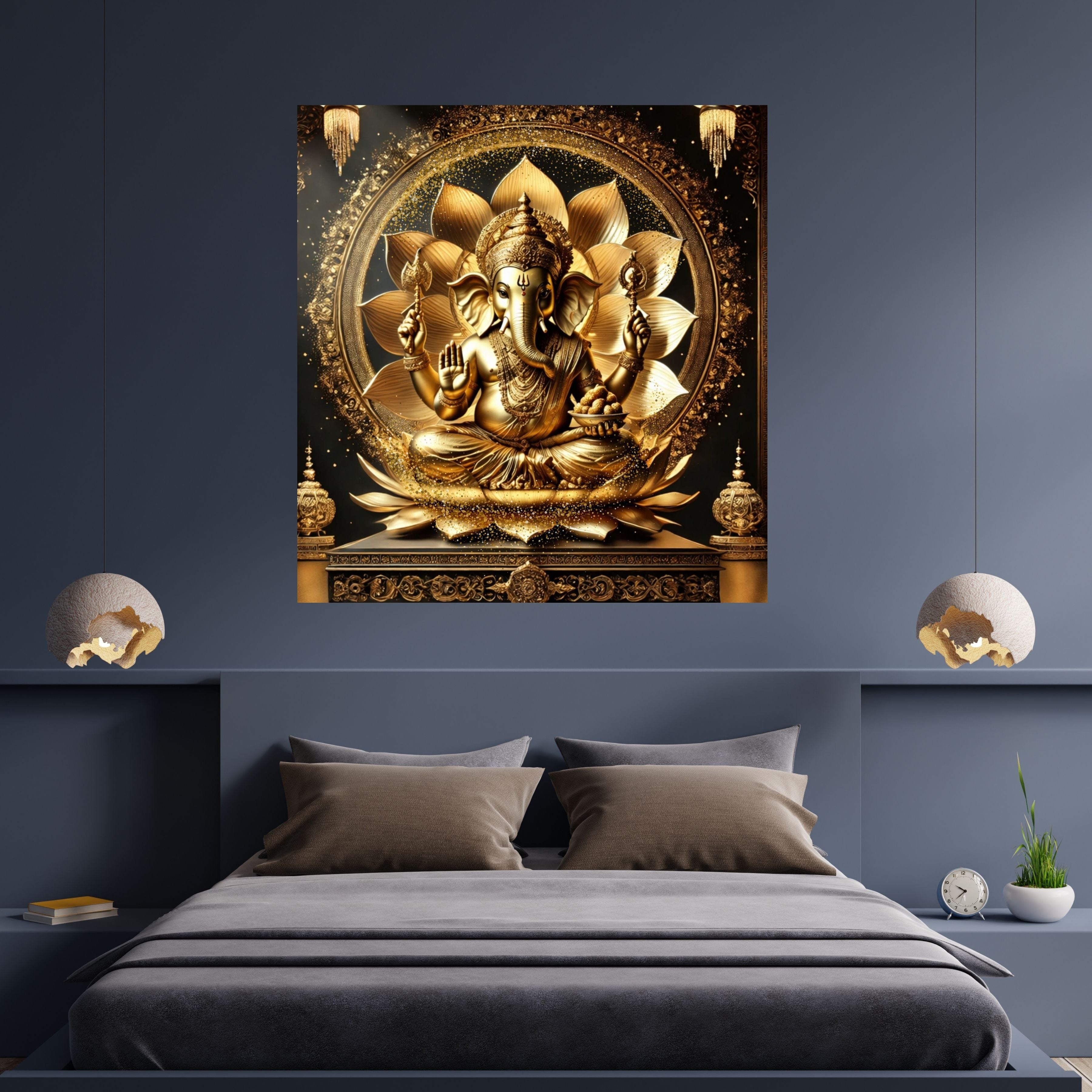Luxury Lord Ganesha Wall Art Printable | Ganapathi Digital Download | Hindu God Decor | Spiritual Poster | Ganesh Chaturthi Gift | 11 Sizes |sp1