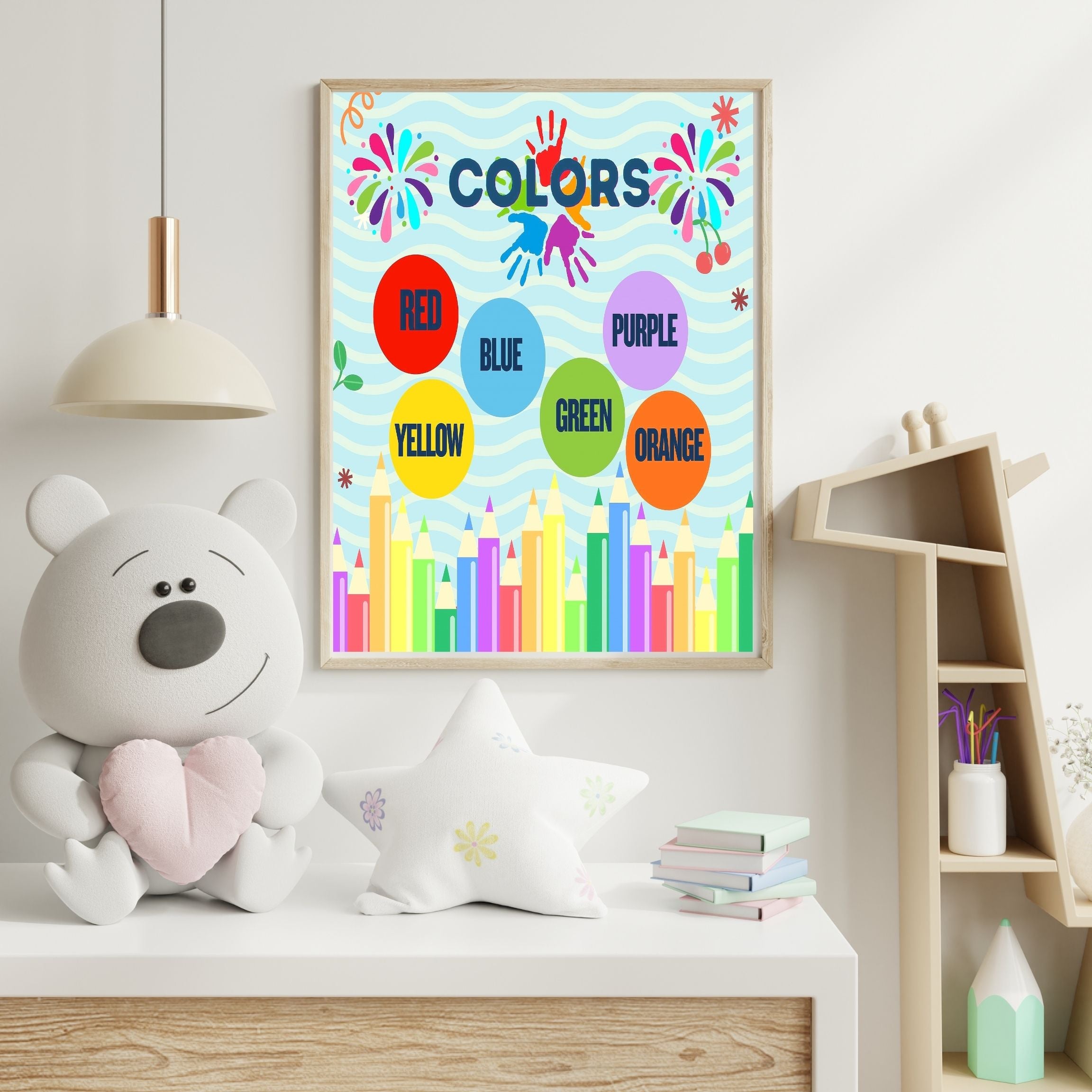 Learn Colors Wall Art for Kids | Educational Nursery Decor | Preschool Color Recognition Poster | Kids Printable Learning Art|ke3-12