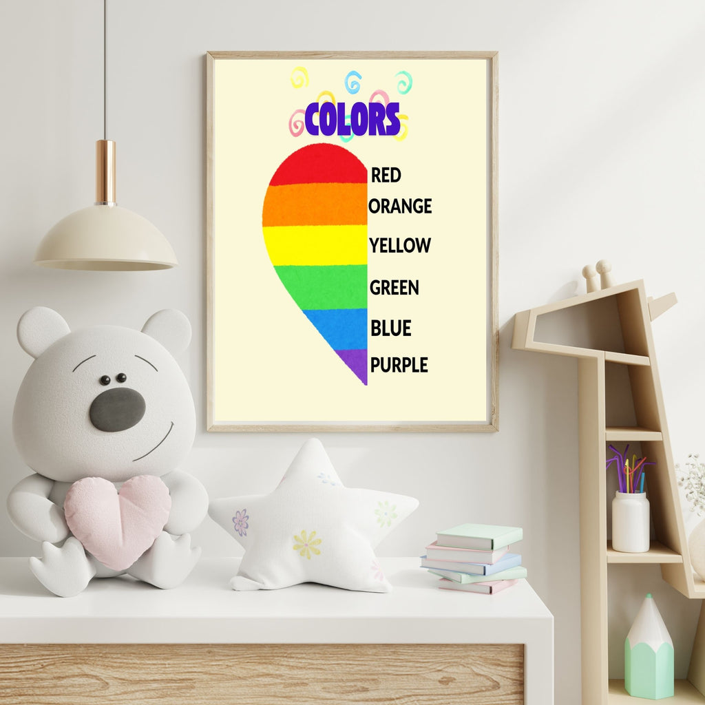 Kids Color Learning Poster, Printable Preschool Wall Art