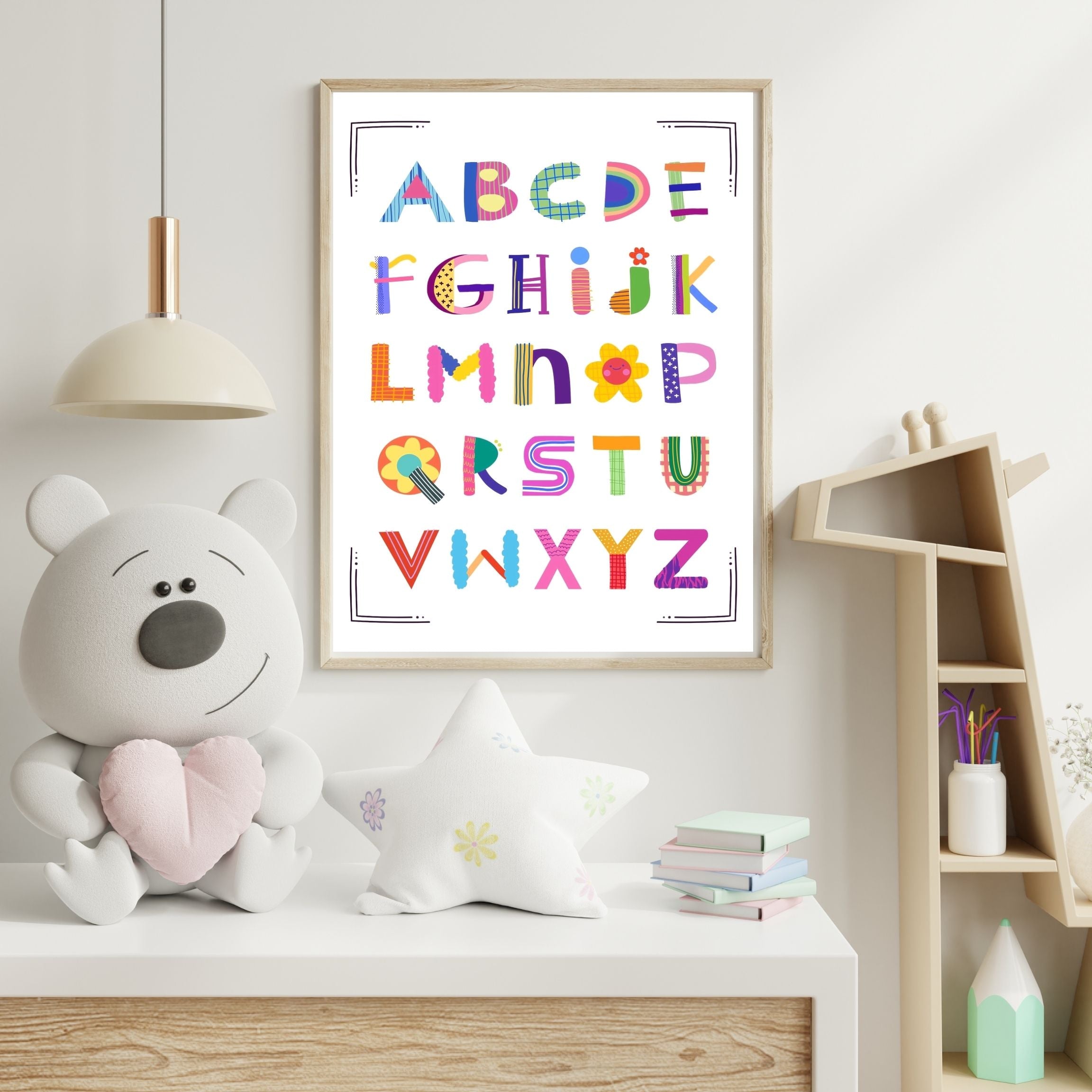 Alphabet Wall Art Printable, ABC Learning Poster, Kids Educational Decor, Nursery Wall Art, Preschool Classroom Print, Homeschool Decor, Digital Download|ke1-5