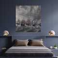 Stormy Historic Sailing Ships Wall Art Printable, Vintage Maritime Fleet at Sea