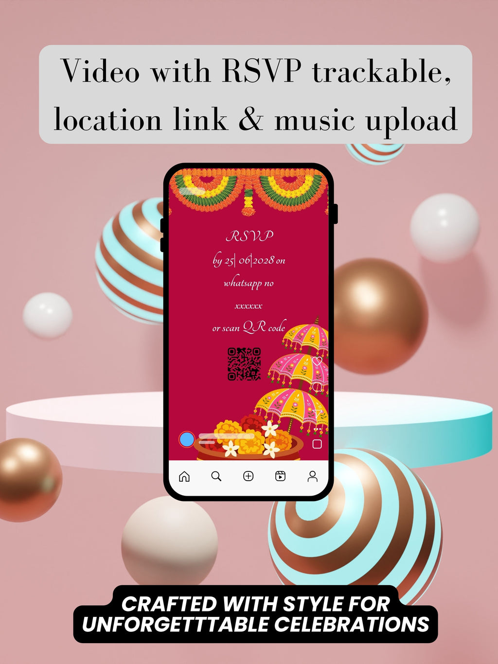 WI0005C-Commercial Use HINDU WEDDING Invitation Video Template | Editable Indian Wedding Invite | Canva pro Digital Wedding Invitation | Luxury Save the Date | Wedding Video