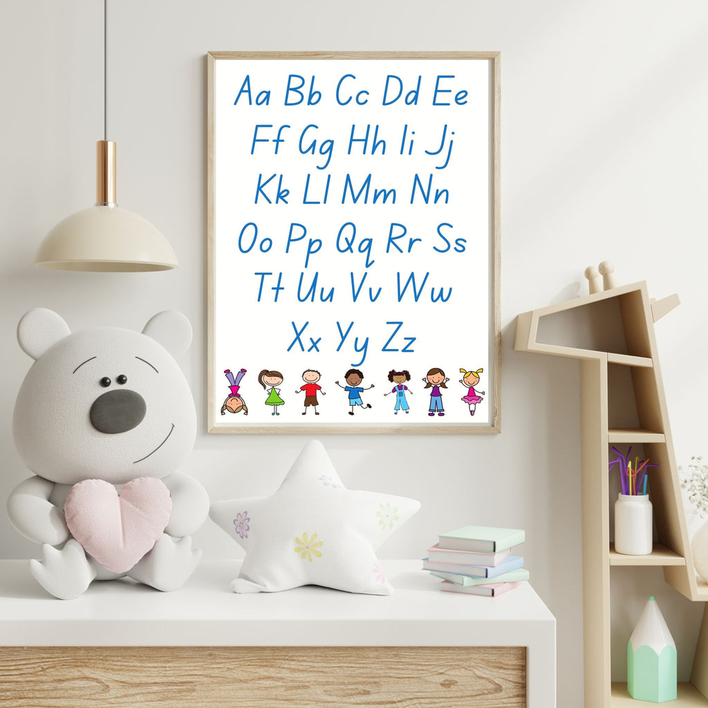 Alphabet Wall Art Printable, ABC Learning Poster, Kids Educational Decor, Nursery Wall Art, Preschool Classroom Print, Homeschool Decor, Digital Download|ke1-3
