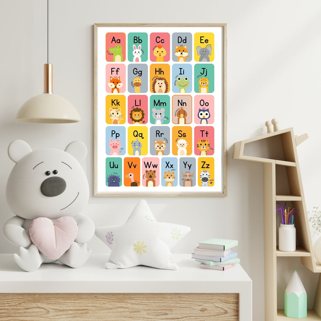 Alphabet Wall Art Printable, ABC Learning Poster, Kids Educational Decor, Nursery Wall Art, Preschool Classroom Print, Homeschool Decor, Digital Download|ke1-15