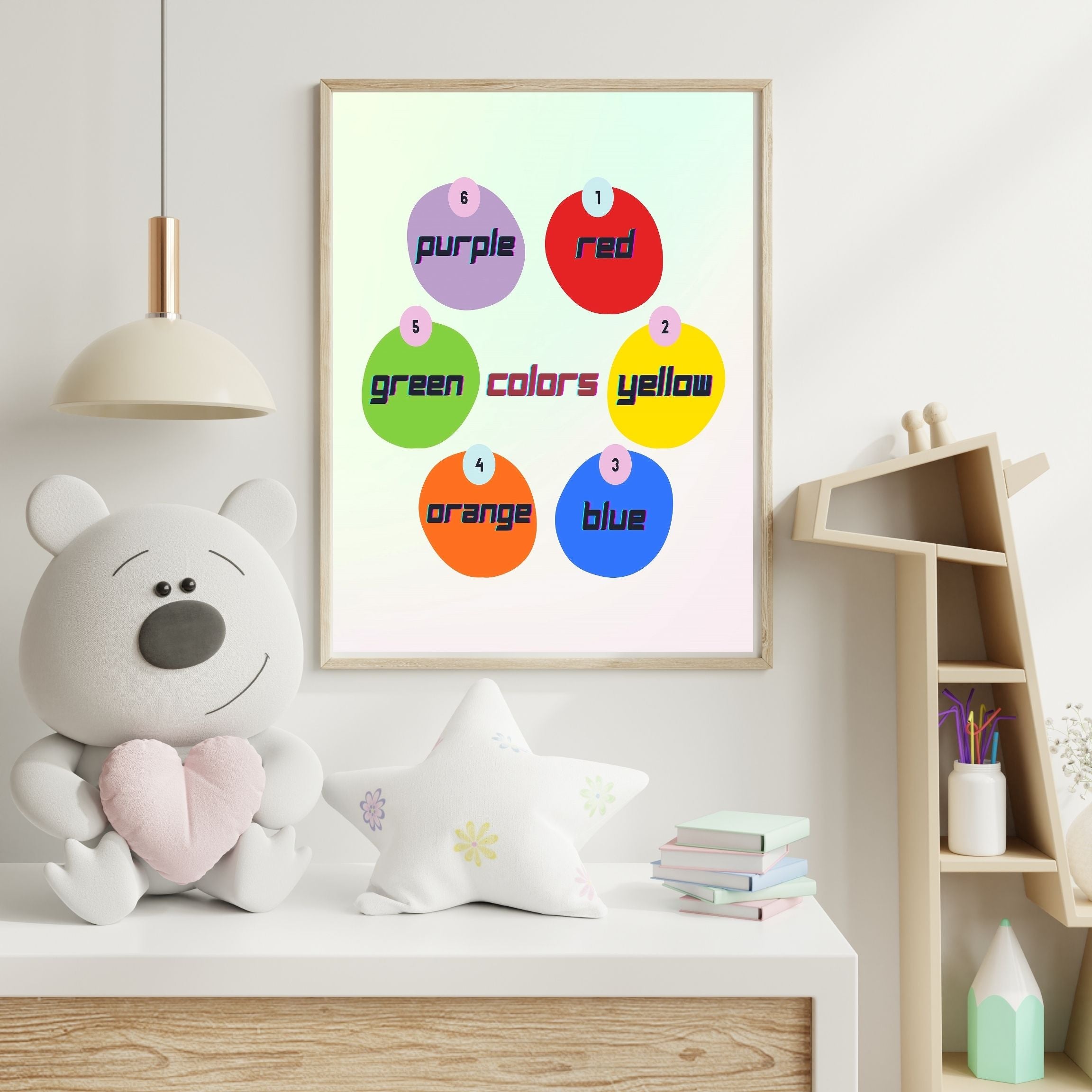 Learn Colors Wall Art for Kids | Educational Nursery Decor | Preschool Color Recognition Poster | Kids Printable Learning Art|ke3-5