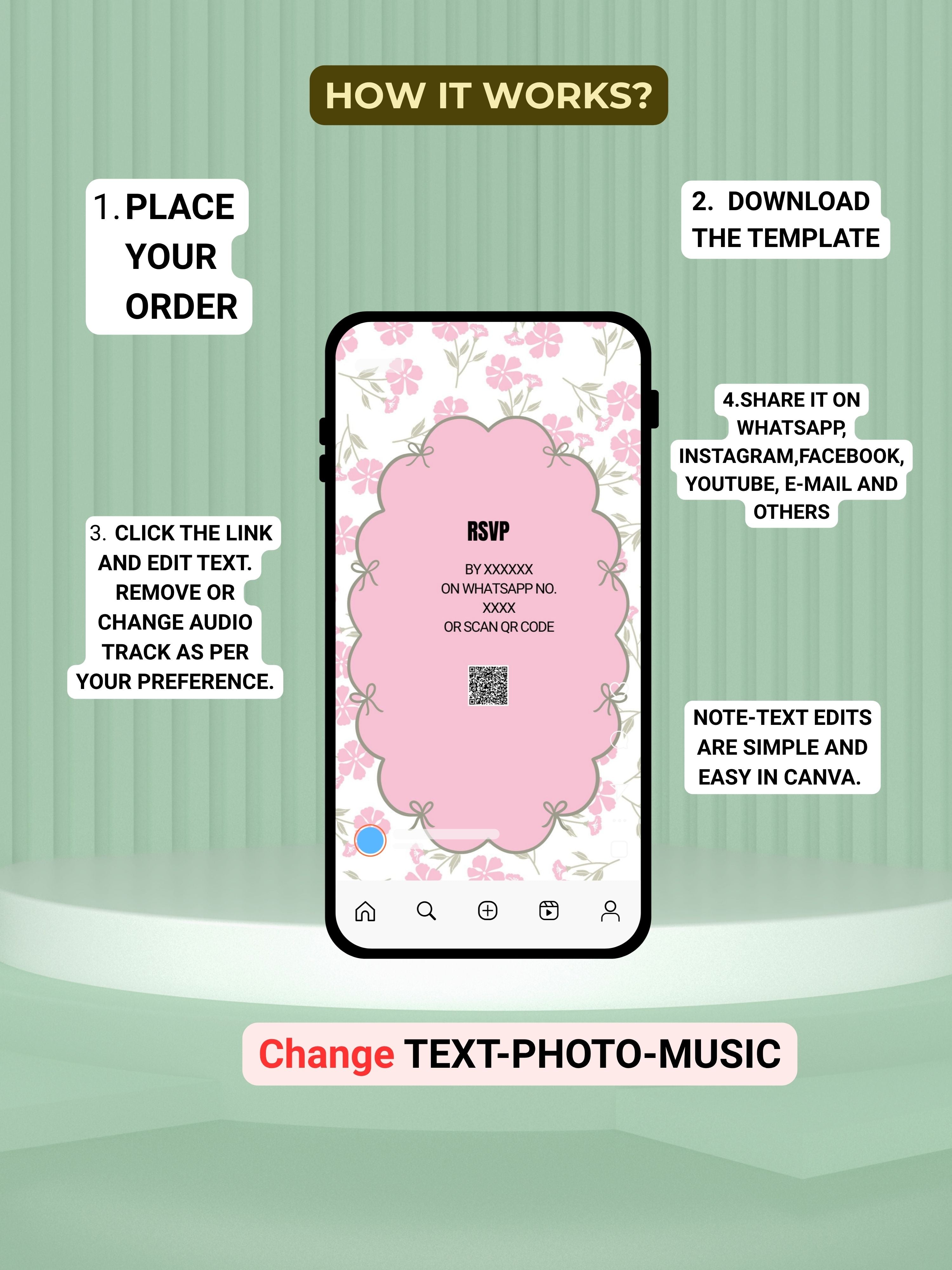 commercial use SWEET 16 Birthday Video Invitation | Canva Pro Template | Sweet Sixteen Party Invite | Photo, Music, QR Code | Instant Download|ai11c