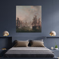 Commercial Use Misty Sailing Fleet Wall Art, Tall Ships in Fog Print