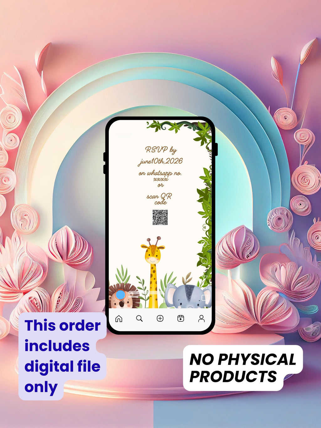 ANIMAL THEME Birthday Invitation Video | Editable Canva pro Template | Kids Party Invite | ki23