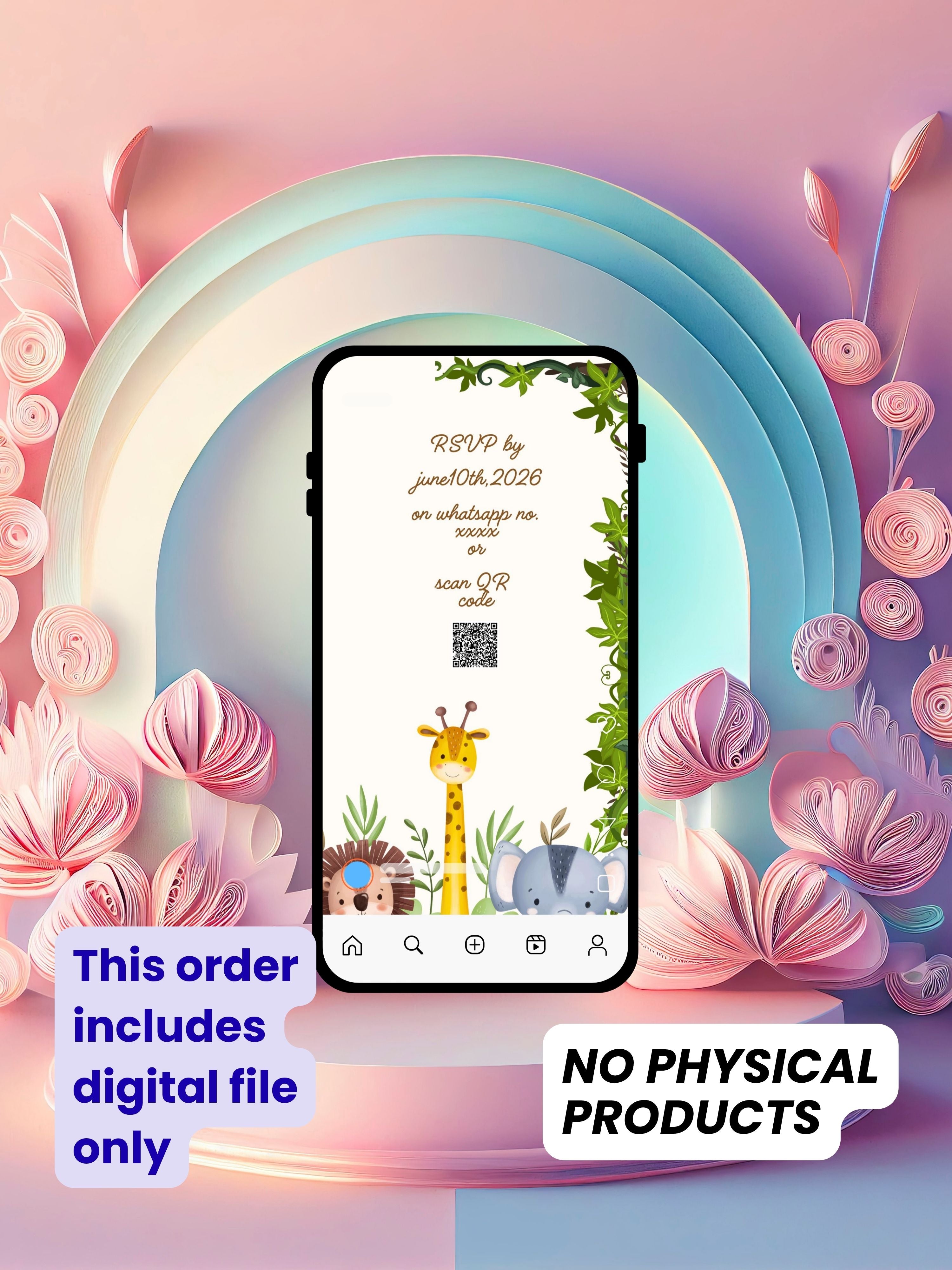 ANIMAL THEME Birthday Invitation Video | Editable Canva pro Template | Kids Party Invite | ki23