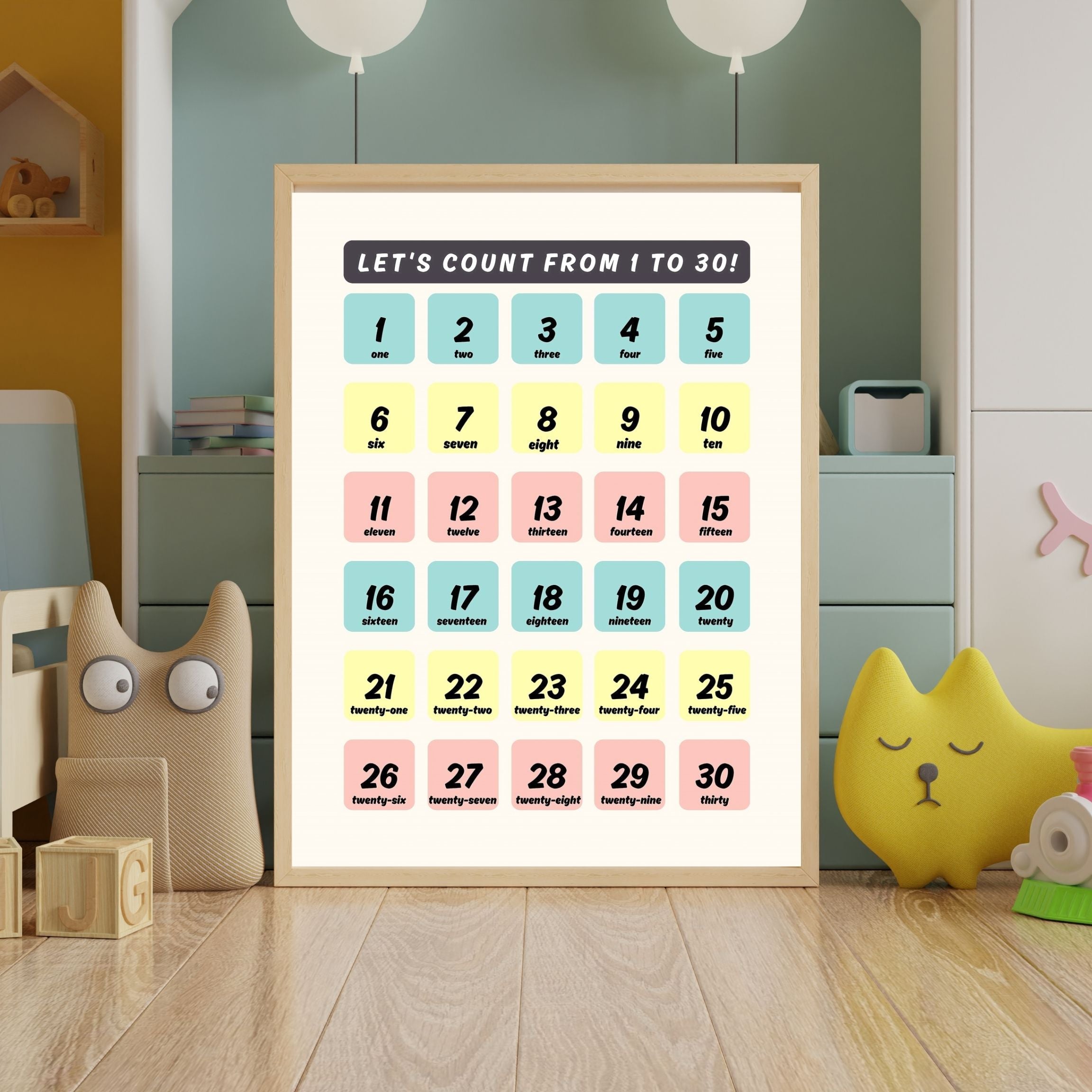 Number Wall Art for Kids 11+ sizes, Counting Poster Printable, Educational Nursery Decor, Preschool Learning Print, Math Wall Art, Digital Download|ke2-7