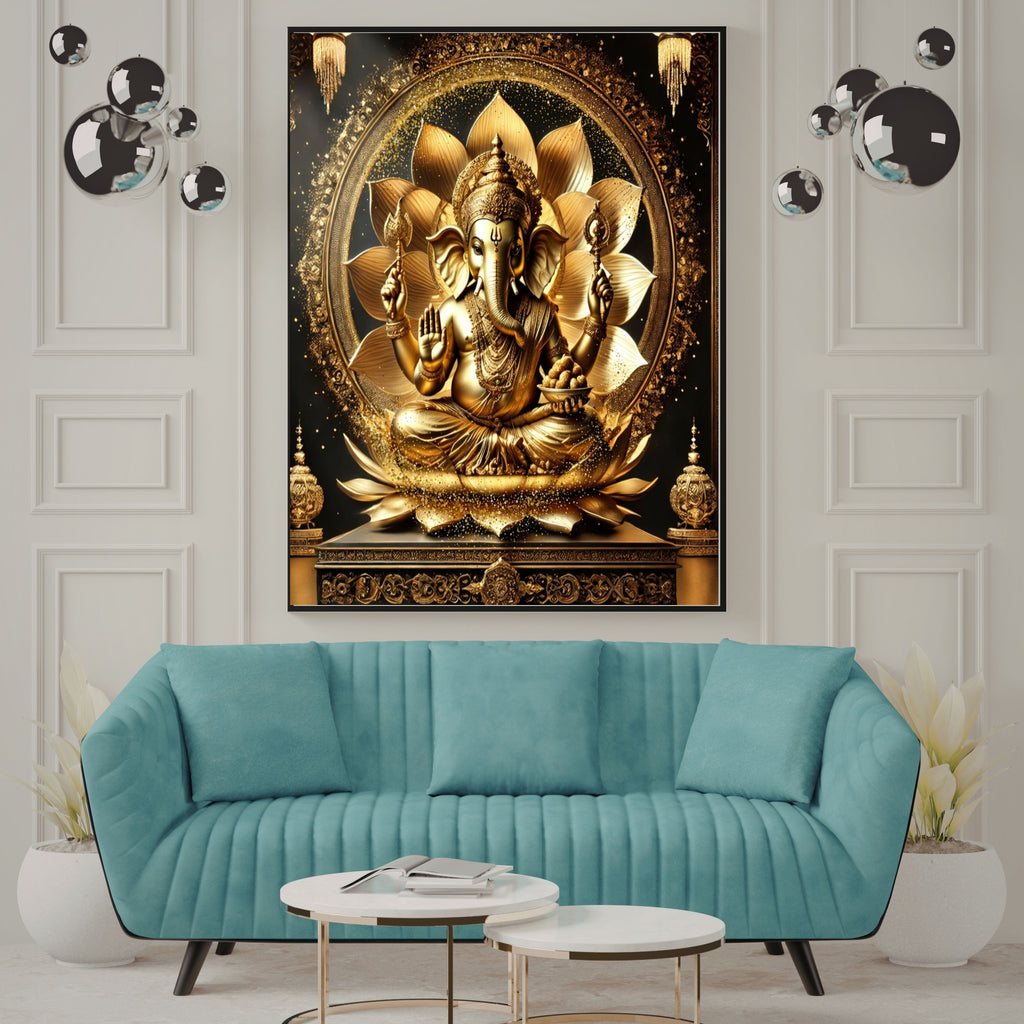 Luxury Lord Ganesha Wall Art Printable | Ganapathi Digital Download | Hindu God Decor | Spiritual Poster | Ganesh Chaturthi Gift | 11 Sizes |sp1