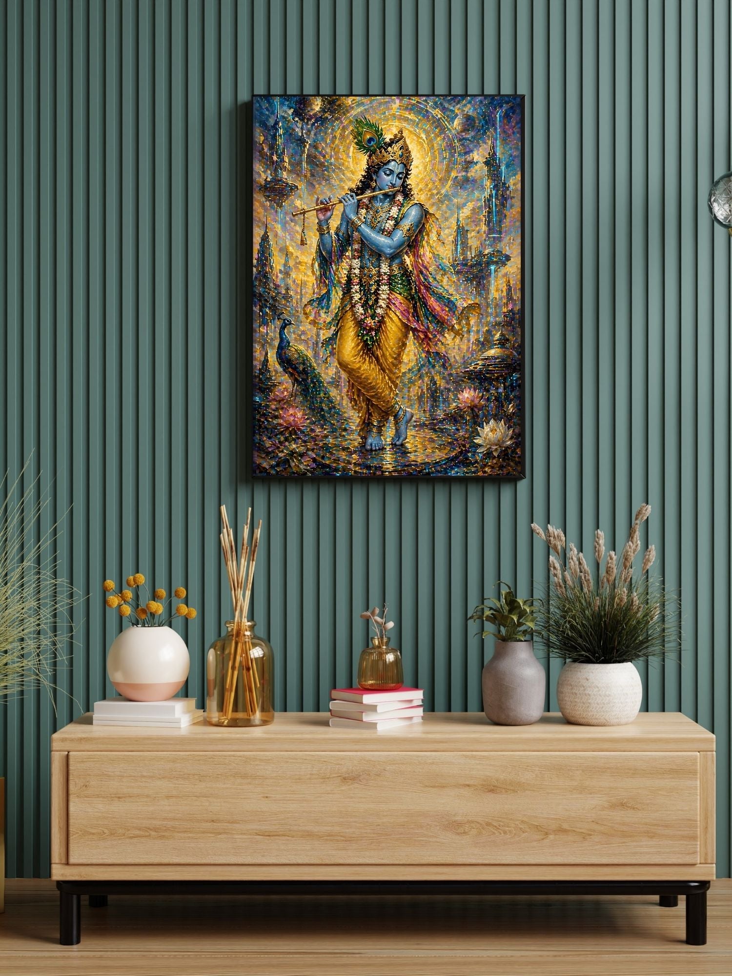 Lord Krishna Wall Art Printable, Krishna Digital Download, Hindu Wall Decor, Spiritual Home Decor, Pooja Room Art, Krishna Poster, Temple Artwork|sp69