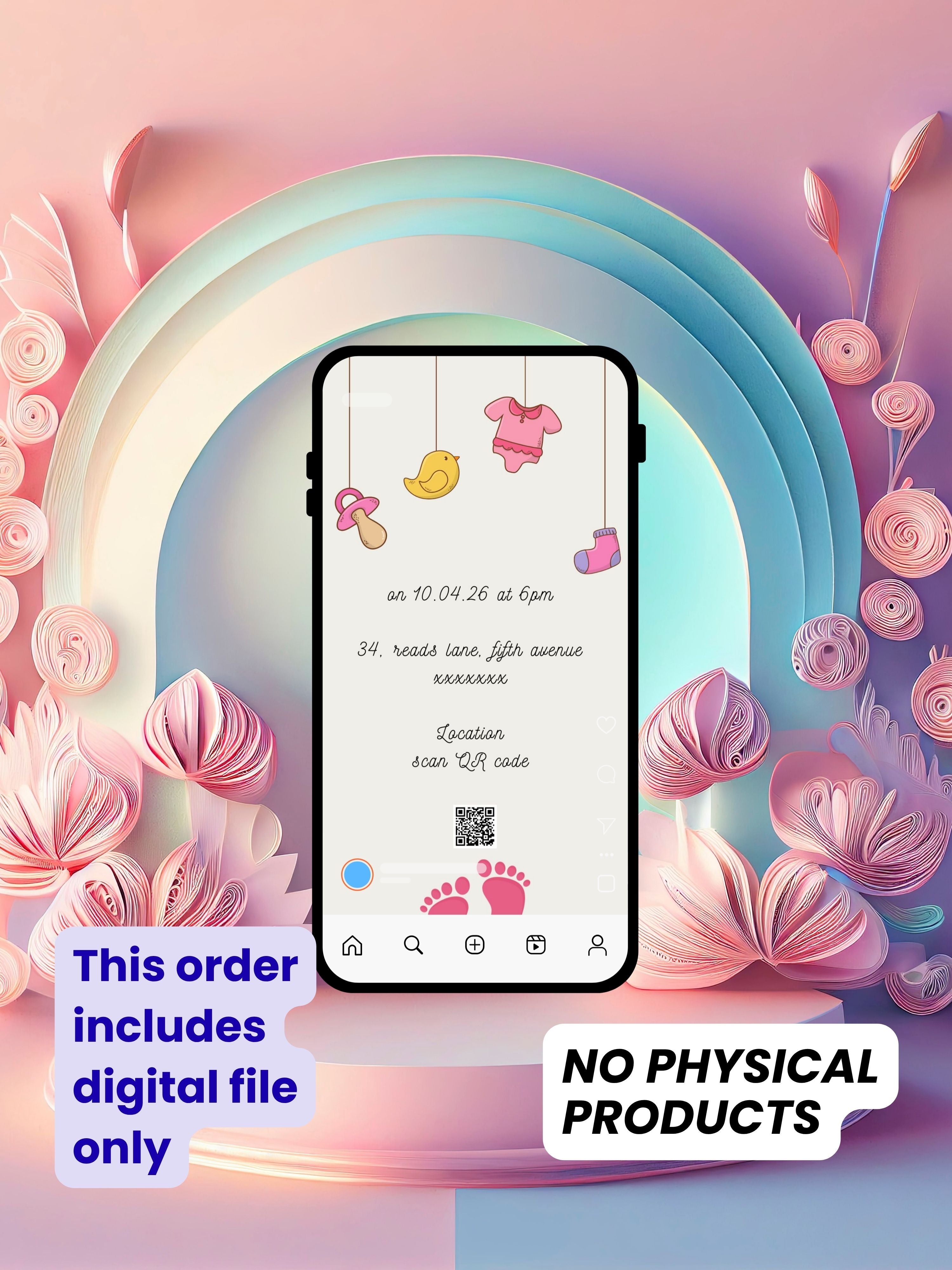 NEWBORN BABY PARTY Welcome Video Invitation | Canva Pro Template | Baby Boy & Baby Girl Party Invite | Instant Download|ki14