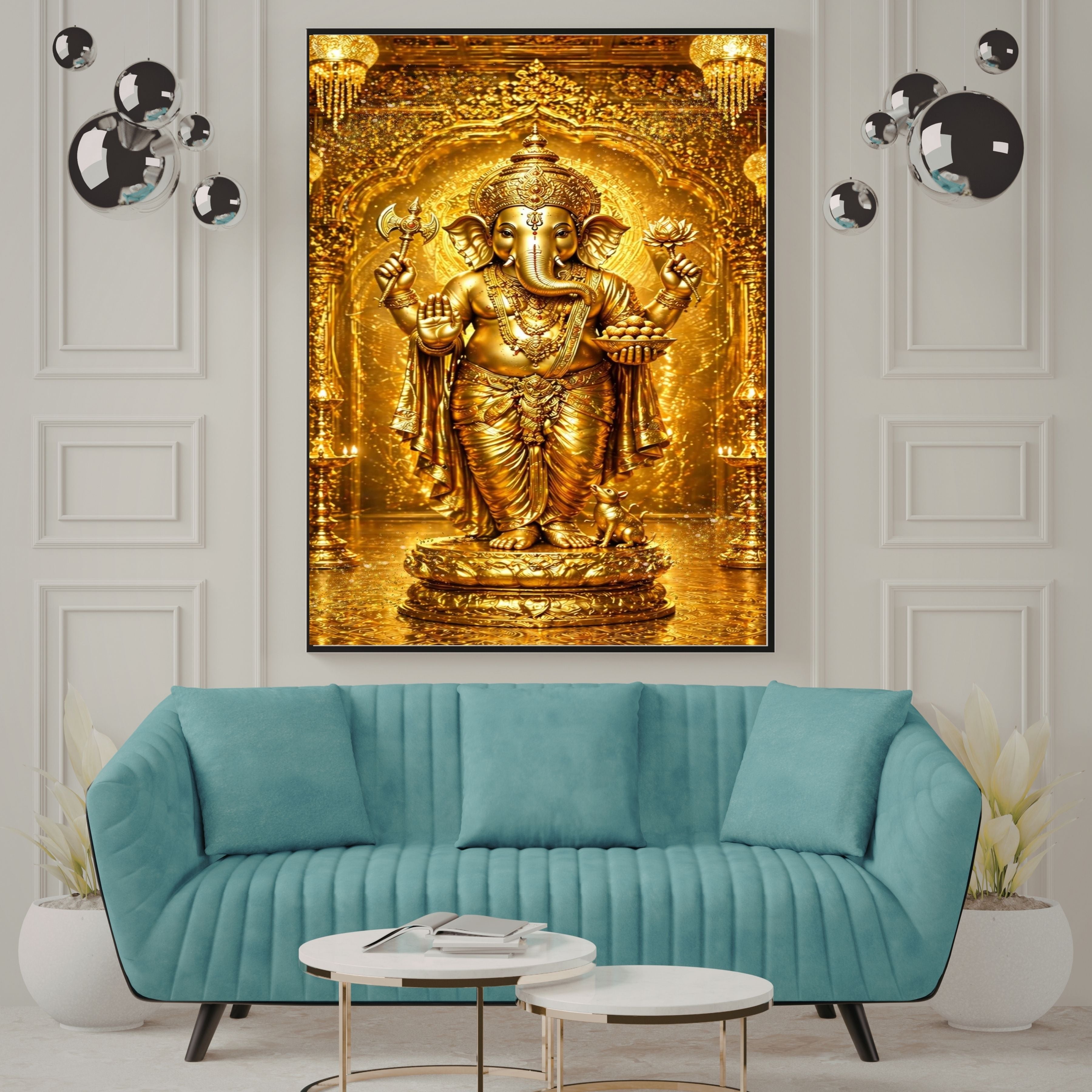 Luxury Lord Ganesha Wall Art Printable | Ganapathi Digital Download | Hindu God Decor | Spiritual Poster | Ganesh Chaturthi Gift | 11 Sizes |sp4