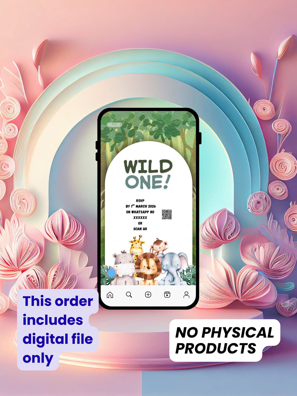 commercial use ANIMAL THEME Birthday Invitation Video | Editable Canva pro Template | Kids Party Invite | ki28c