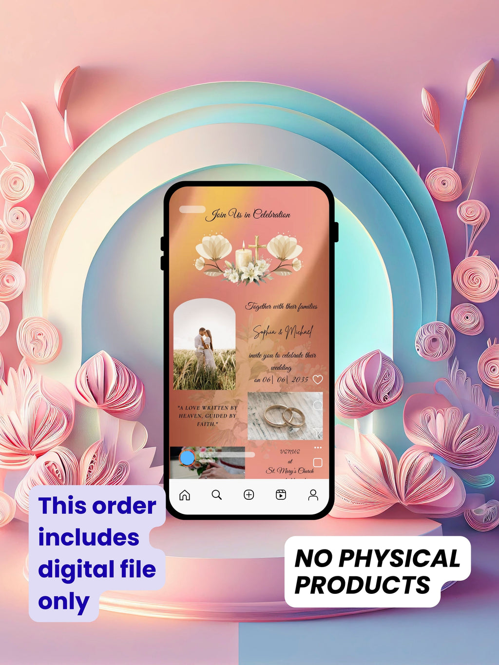 WI0017-CHURCH WEDDING Invitation Video Template | Editable Christian Wedding Invite |Digital Wedding Invitation |Wedding Video