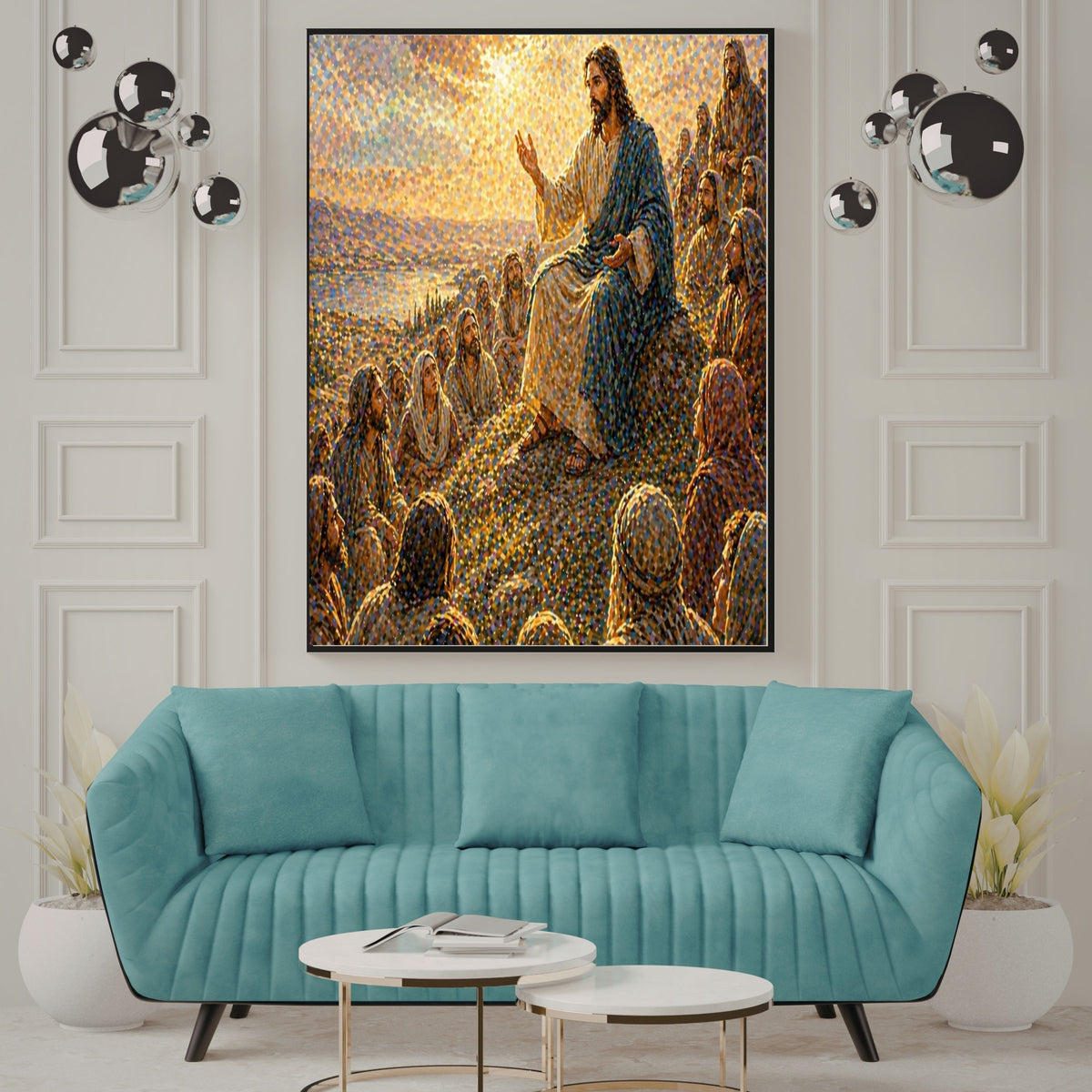 Sermon on the Mount Wall Art Printable | Jesus Teaching Beatitudes Print | Christian Home Decor Bible Scripture Inspirational Faith Art