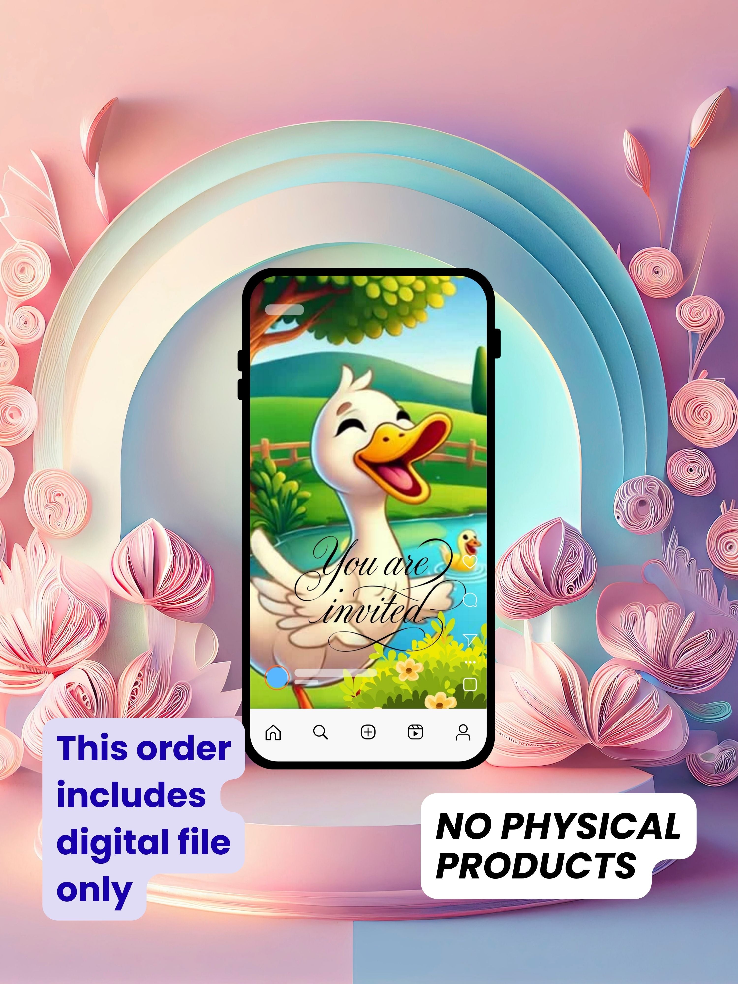 Commercial use Editable BIRDS Birthday Video Invitation | Canva Template | Cute Kids Party Invite | Instant Download|ki17c