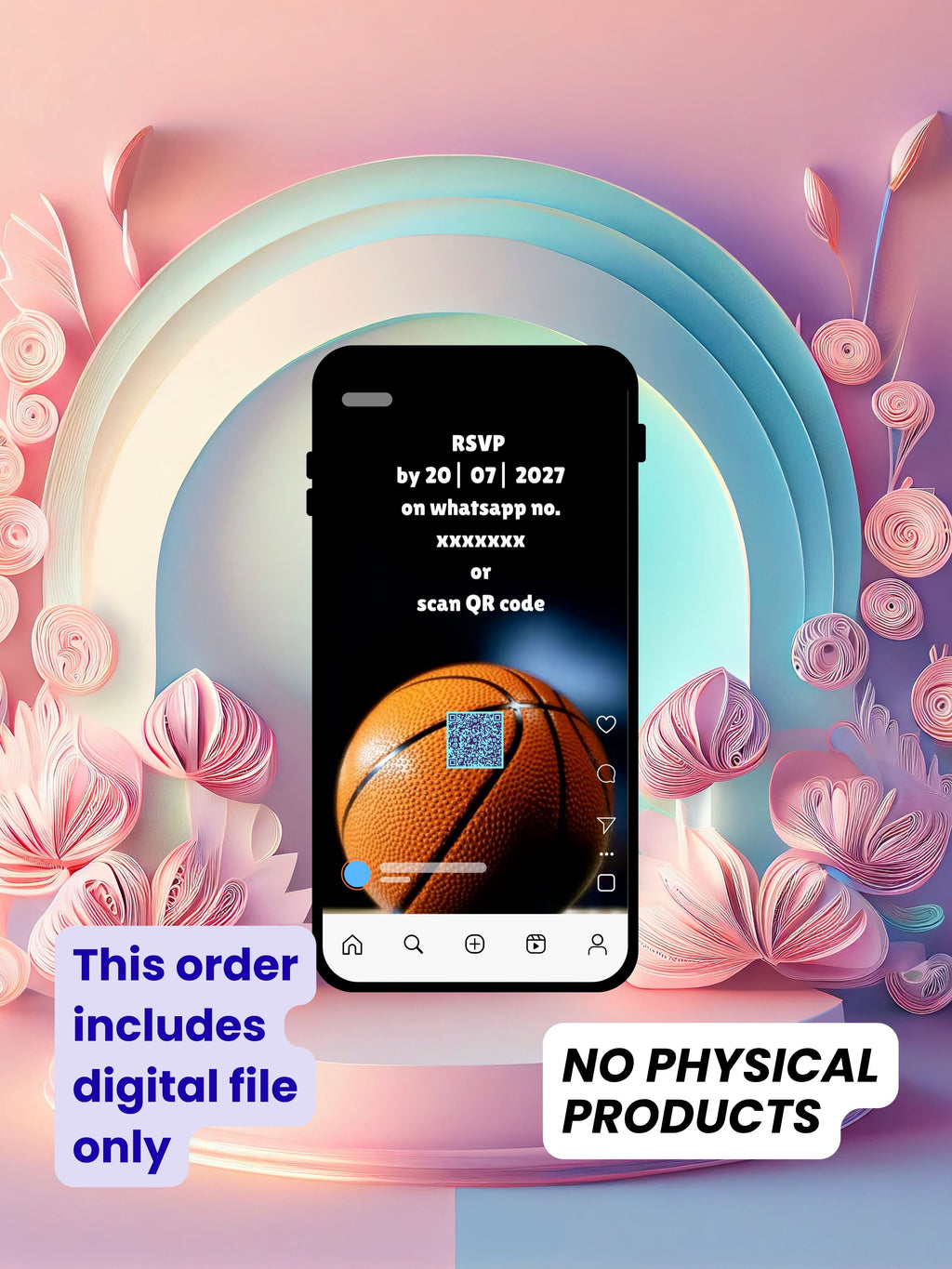 commercial use BASKETBALL kids Birthday Video Invitation | Canva pro Template | Kids Sports Party Invite | ki50c