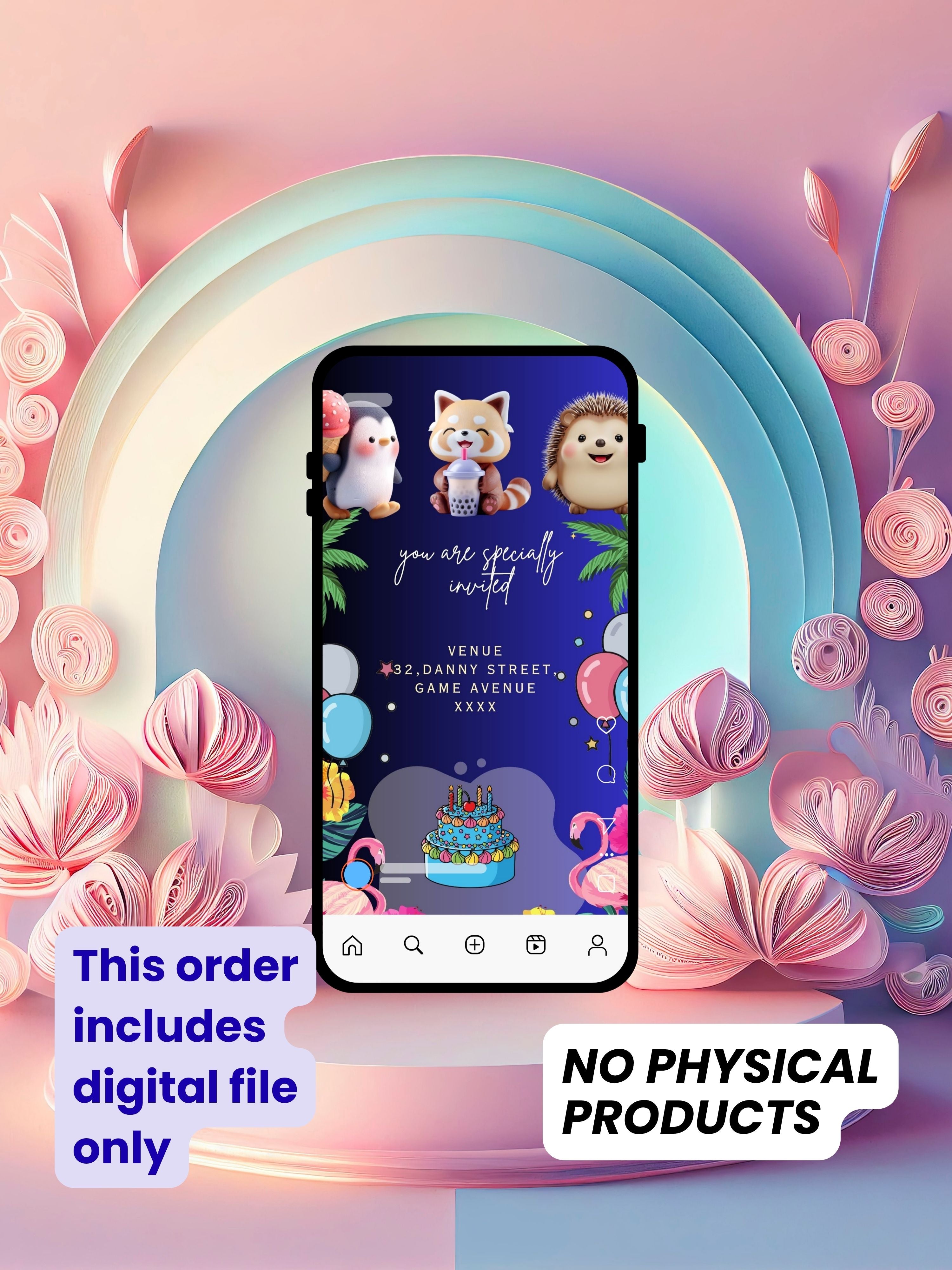 ANIMAL THEME Birthday Invitation Video | Editable Canva pro Template | Kids Party Invite | ki35