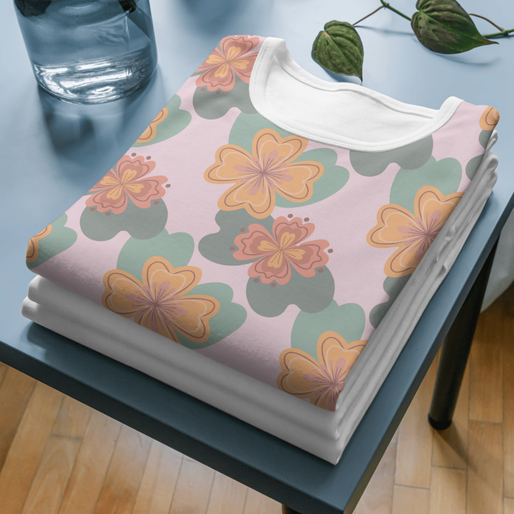 Retro Groovy Hibiscus Seamless Pattern Bundle 10 Colourways Commercial Use - 70s Floral Digital Paper POD Etsy Retro Home Products Groovy Merchandise 70s Fabric Printing