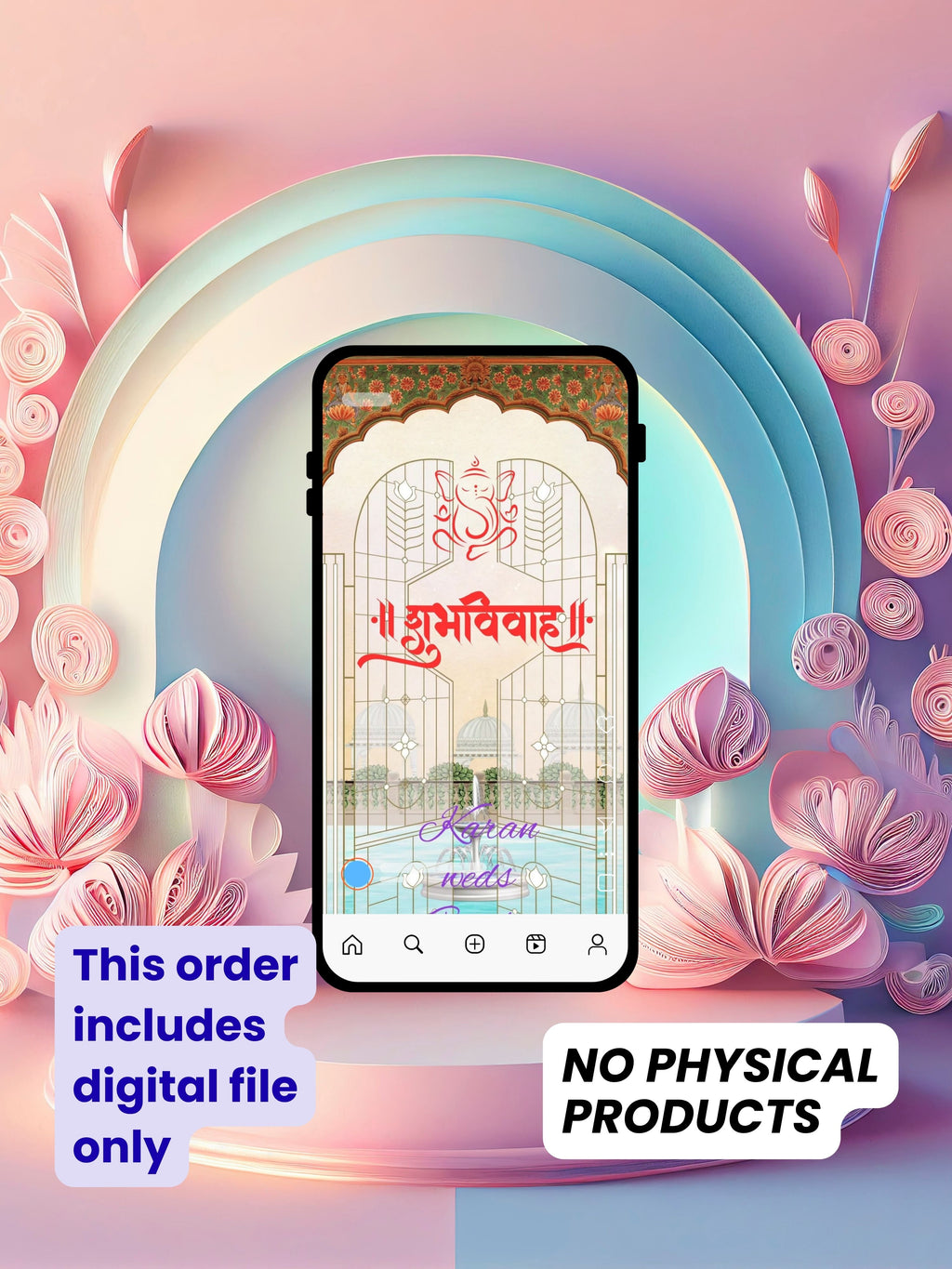 WI0001-HINDU WEDDING Invitation Video Template | Editable Indian Wedding Invite | Canva pro Digital Wedding Invitation | Luxury Save the Date | Wedding Video