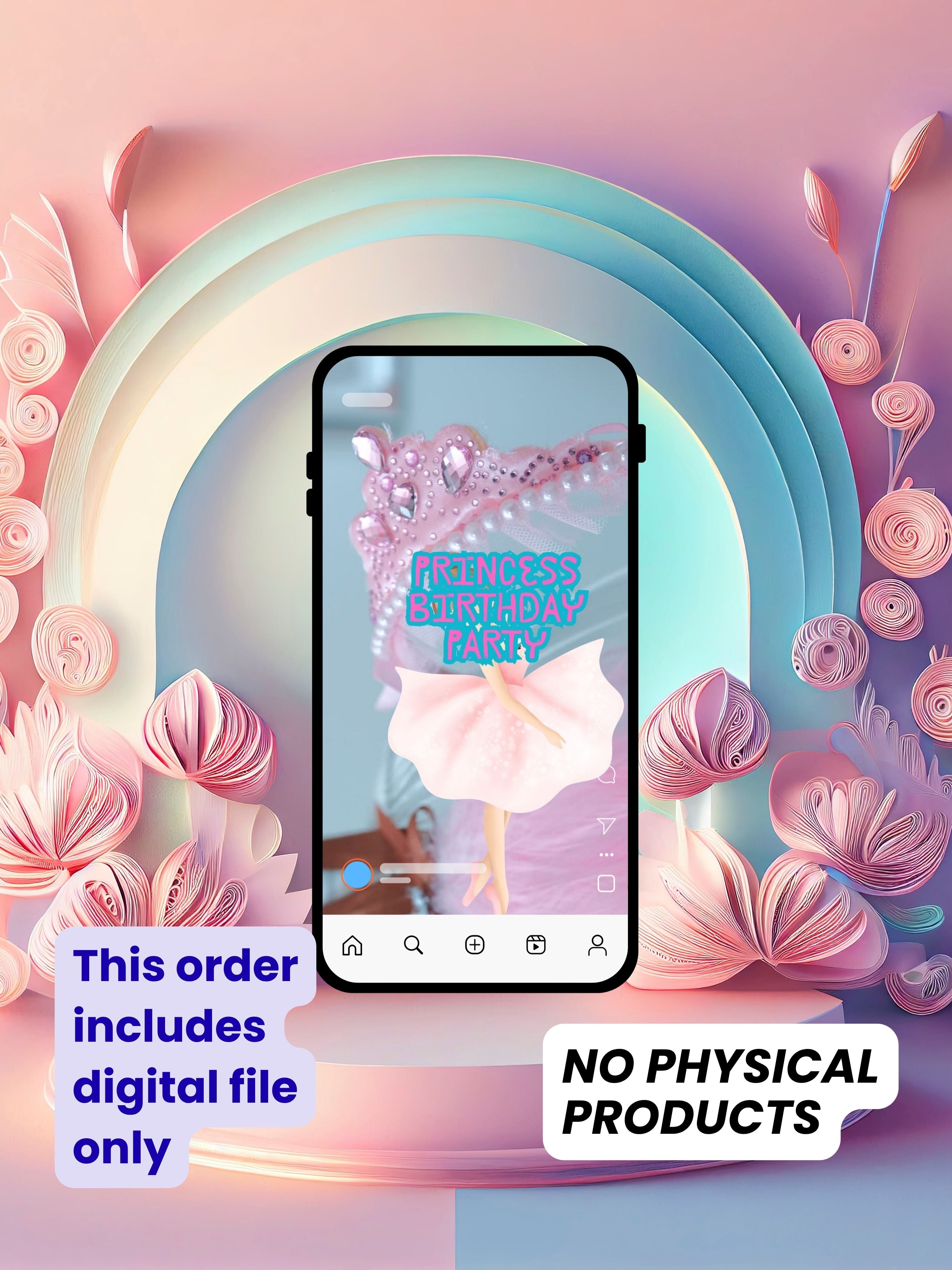 commercial use PRINCESS kids Birthday Invitation Video | Editable Canva pro Template | Kids Party Invite| ki55c