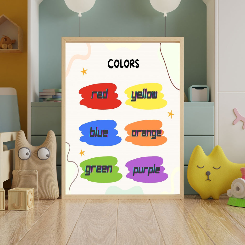 Kids Color Learning Wall Decor, Printable Nursery Art