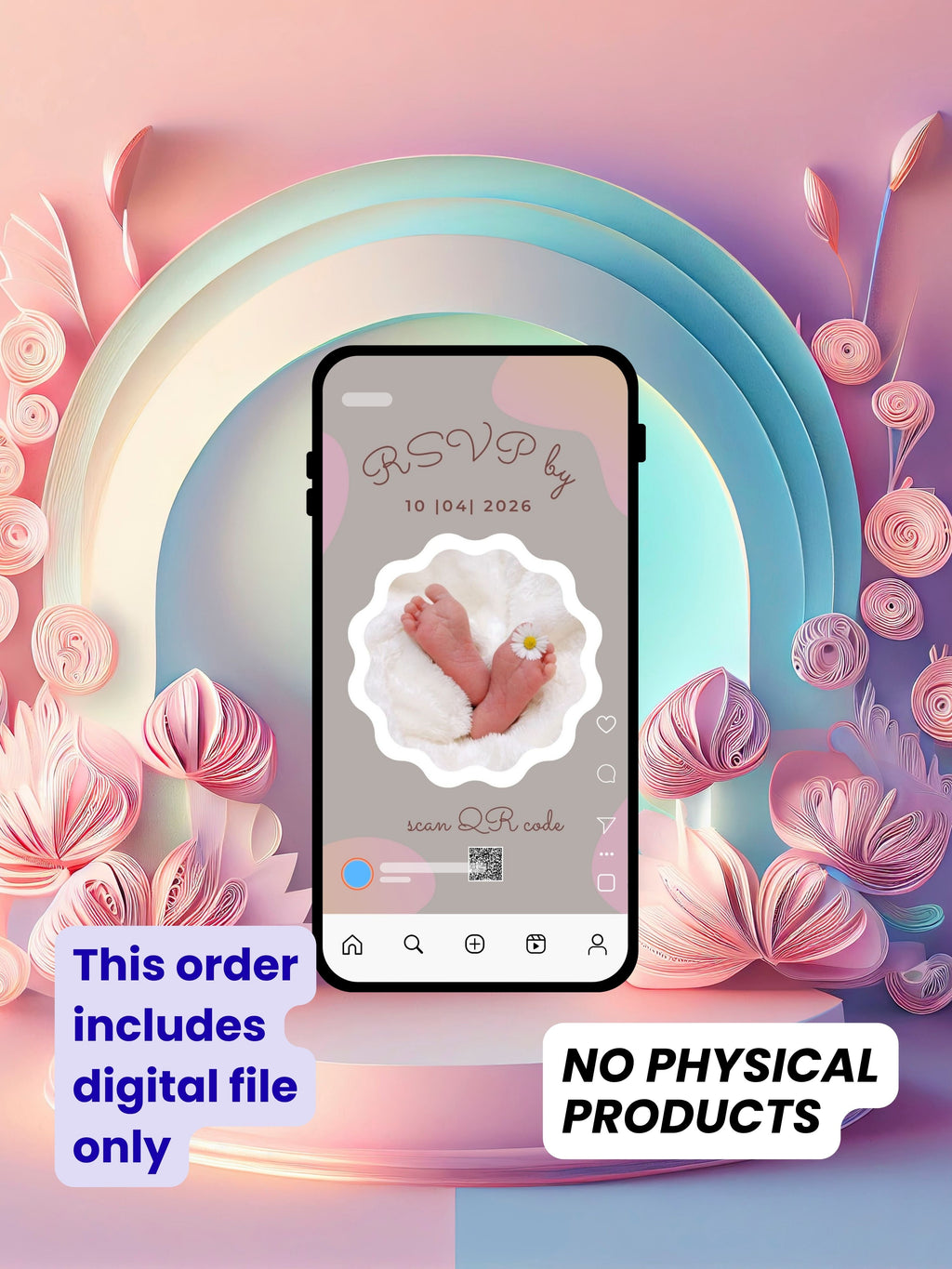 NEWBORN BABY PARTY Welcome Video Invitation | Canva Pro Template | Baby Boy & Baby Girl Party Invite | Instant Download|ki9