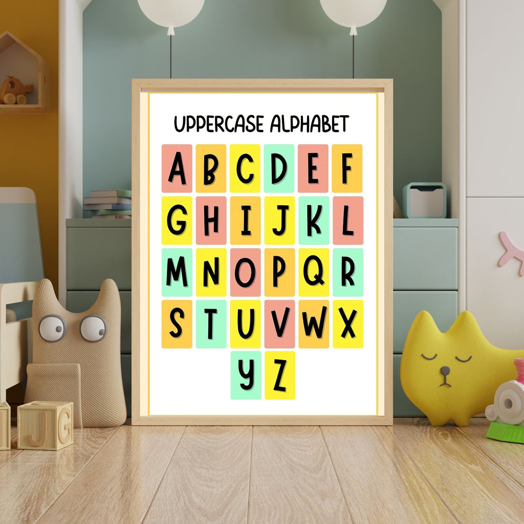 Alphabet Wall Art Printable, ABC Learning Poster, Kids Educational Decor, Nursery Wall Art, Preschool Classroom Print, Homeschool Decor, Digital Download|ke1-11