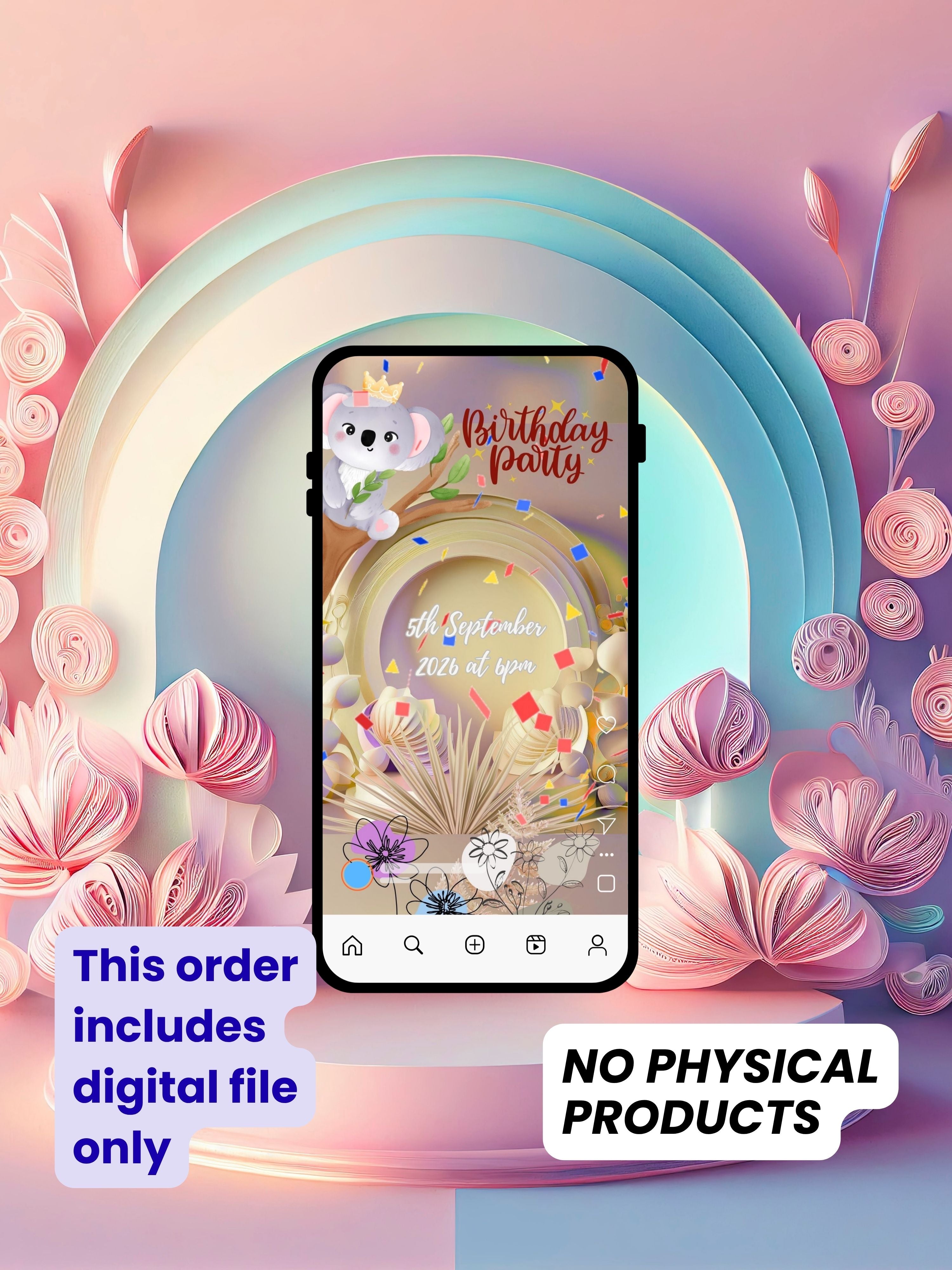NATURE THEME Editable Birthday Video Invitation | Canva Pro Template | Woodland Kids Party Invite | Photo, Music, QR Code | Instant Download|ki6