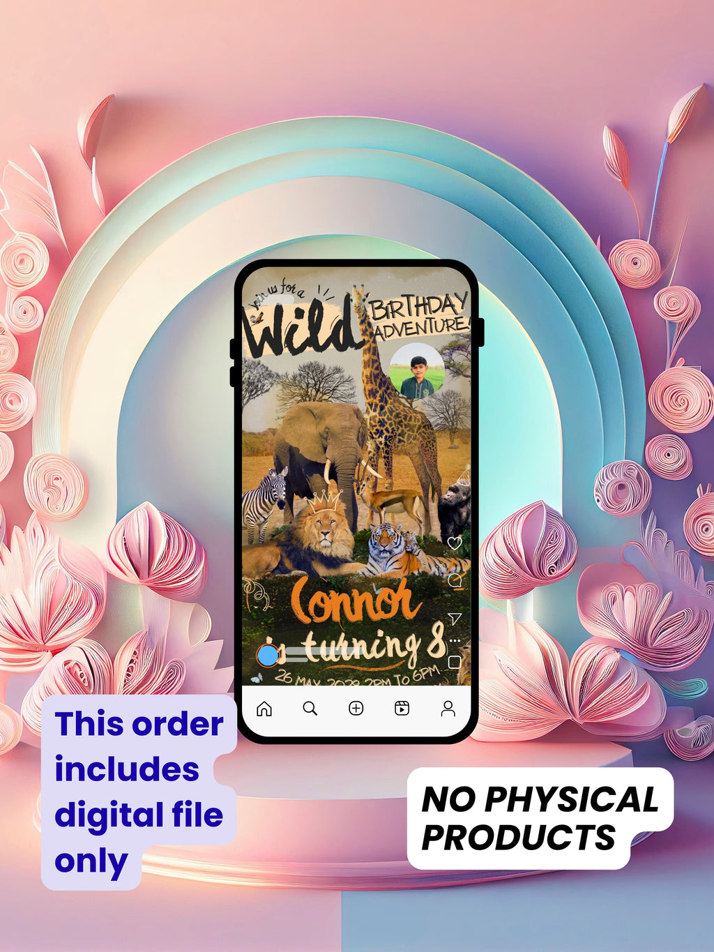 commercial use ANIMAL THEME Birthday Invitation Video | Editable Canva pro Template | Kids Party Invite | ki30c