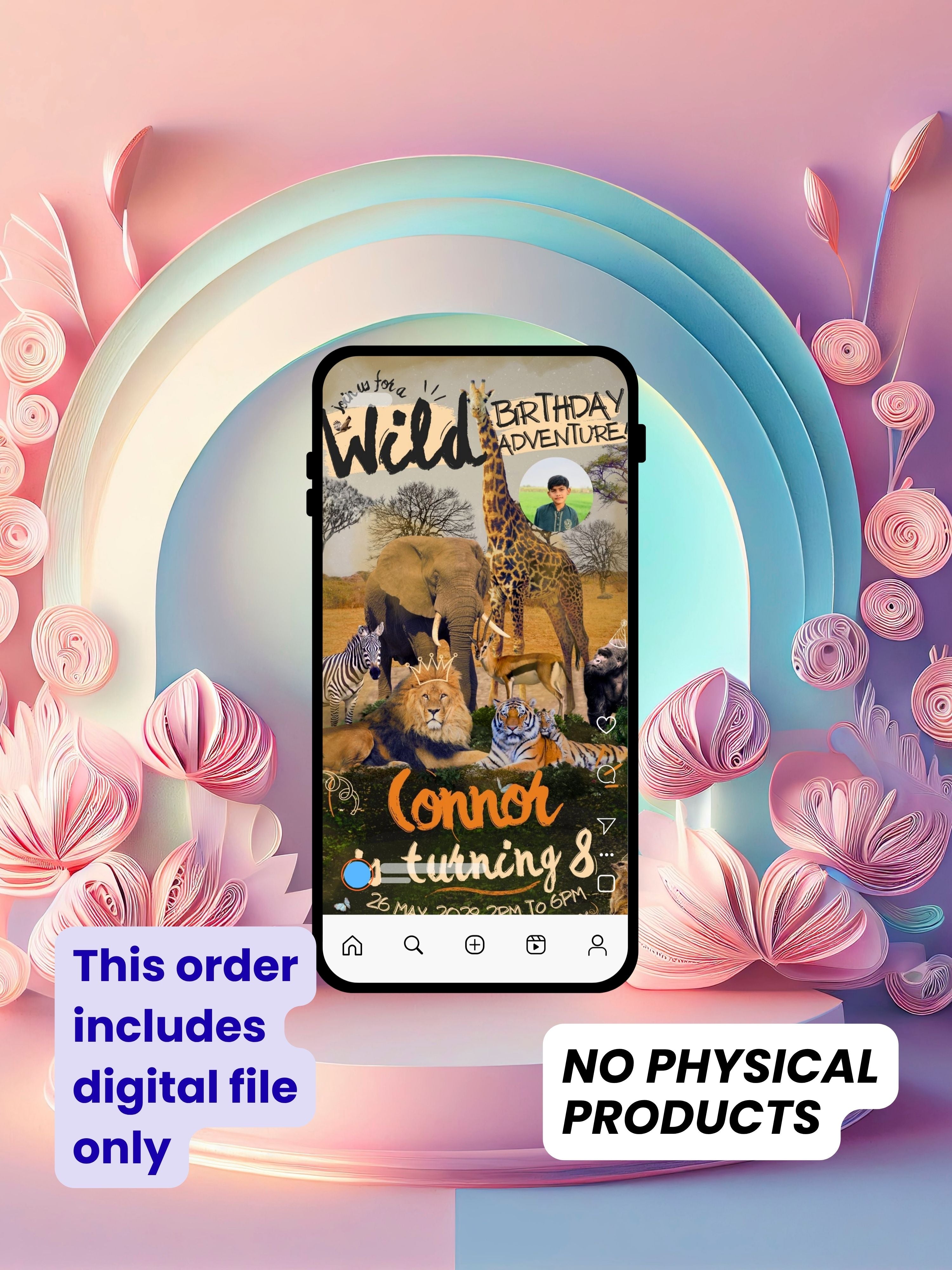 commercial use ANIMAL THEME Birthday Invitation Video | Editable Canva pro Template | Kids Party Invite | ki30c