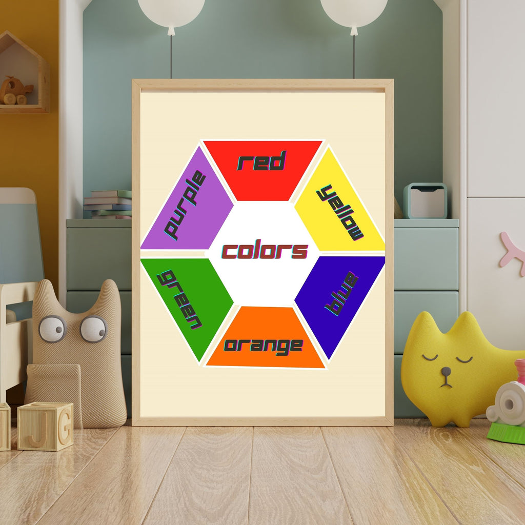 Color Association Wall Art for Kids, Printable Learning Poster