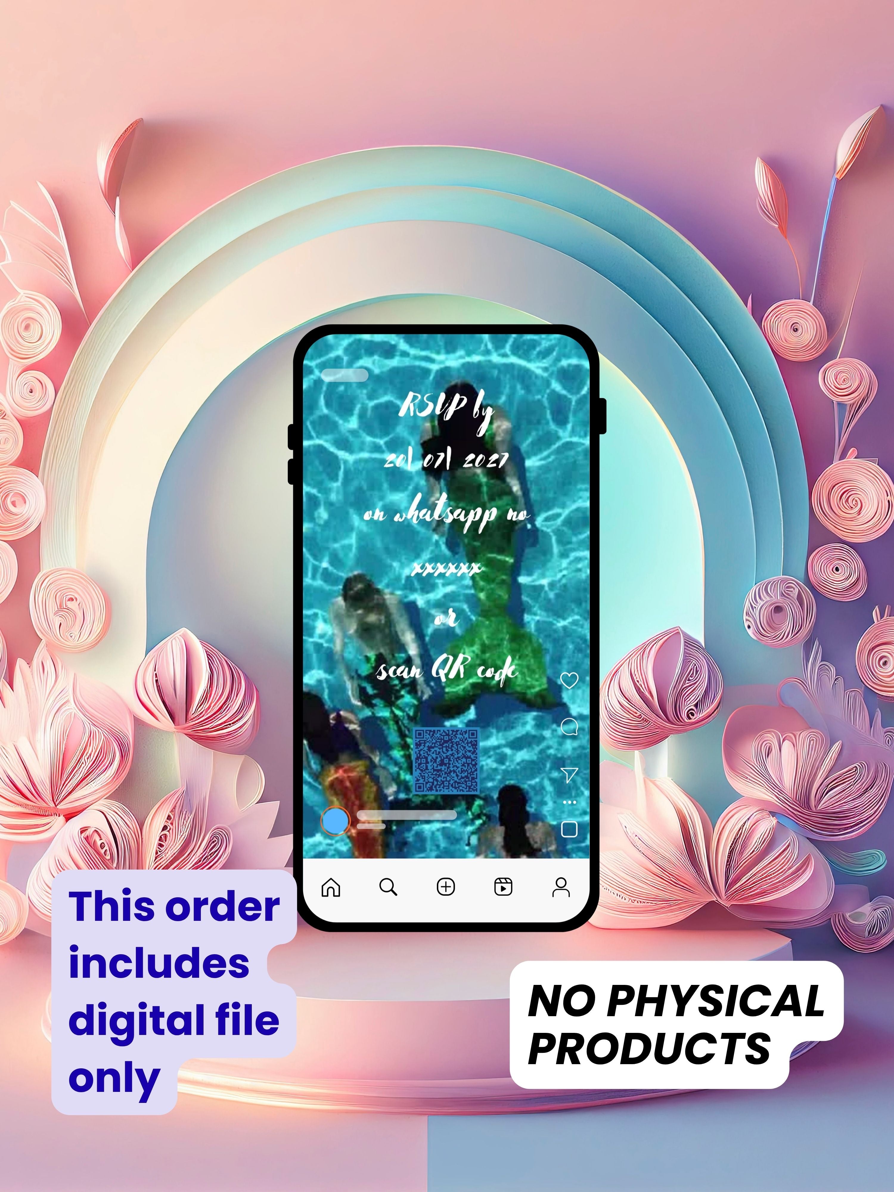 MERMAID Birthday Invitation Video | Editable Canva pro Template | Kids Party Invite | Digital Download|ki49
