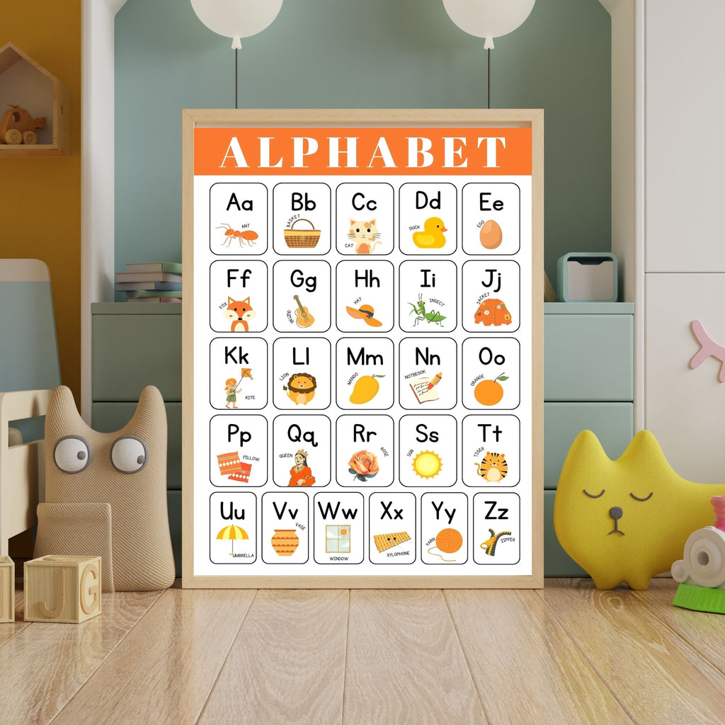 Alphabet Wall Art Printable, ABC Learning Poster, Kids Educational Decor, Nursery Wall Art, Preschool Classroom Print, Homeschool Decor, Digital Download|ke1-1