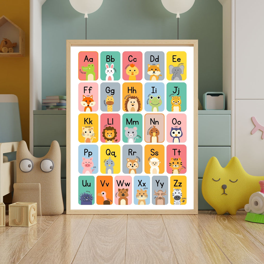 Alphabet Wall Art Printable, ABC Learning Poster, Kids Educational Decor, Nursery Wall Art, Preschool Classroom Print, Homeschool Decor, Digital Download|ke1-15