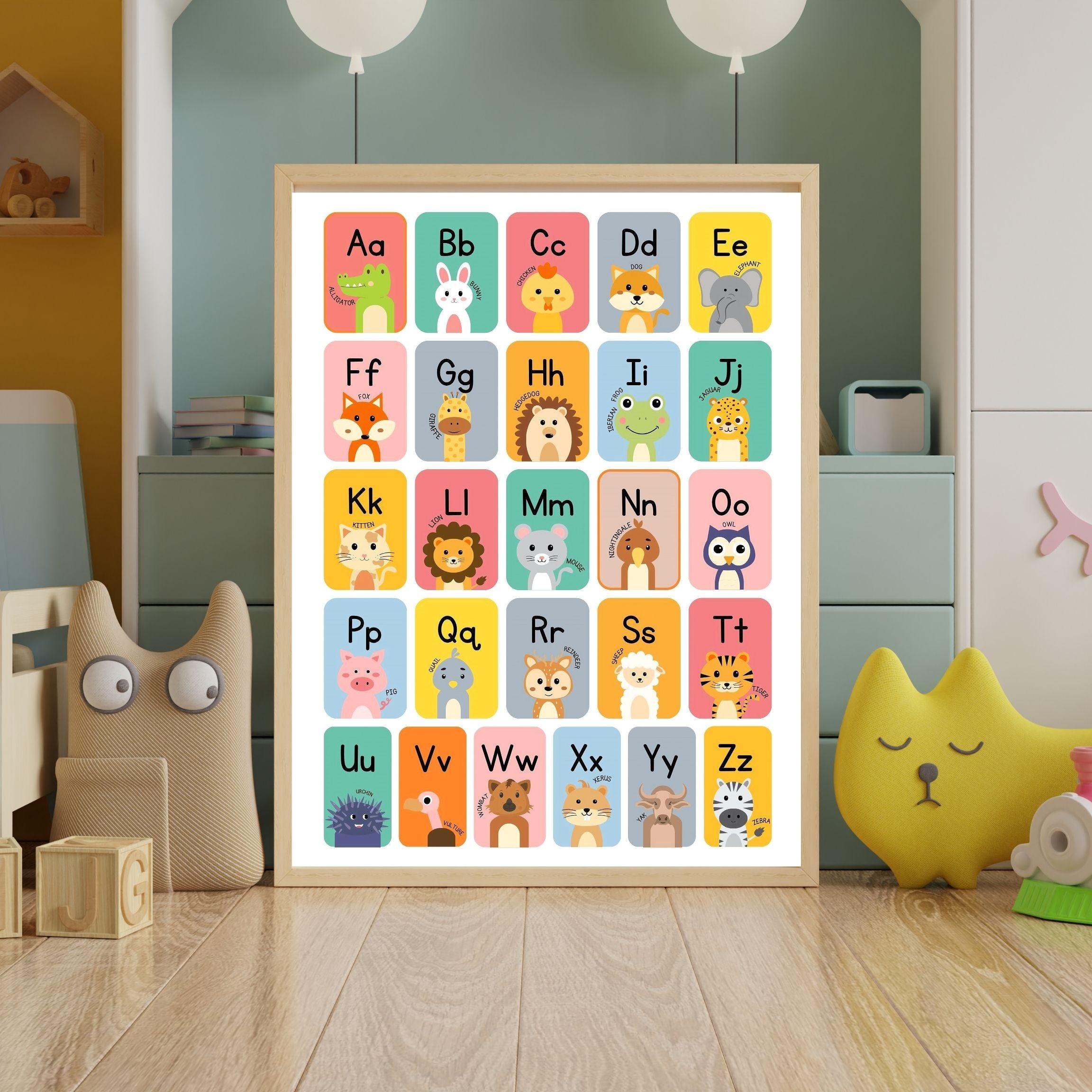 Alphabet Wall Art Printable, ABC Learning Poster, Kids Educational Decor, Nursery Wall Art, Preschool Classroom Print, Homeschool Decor, Digital Download|ke1-15