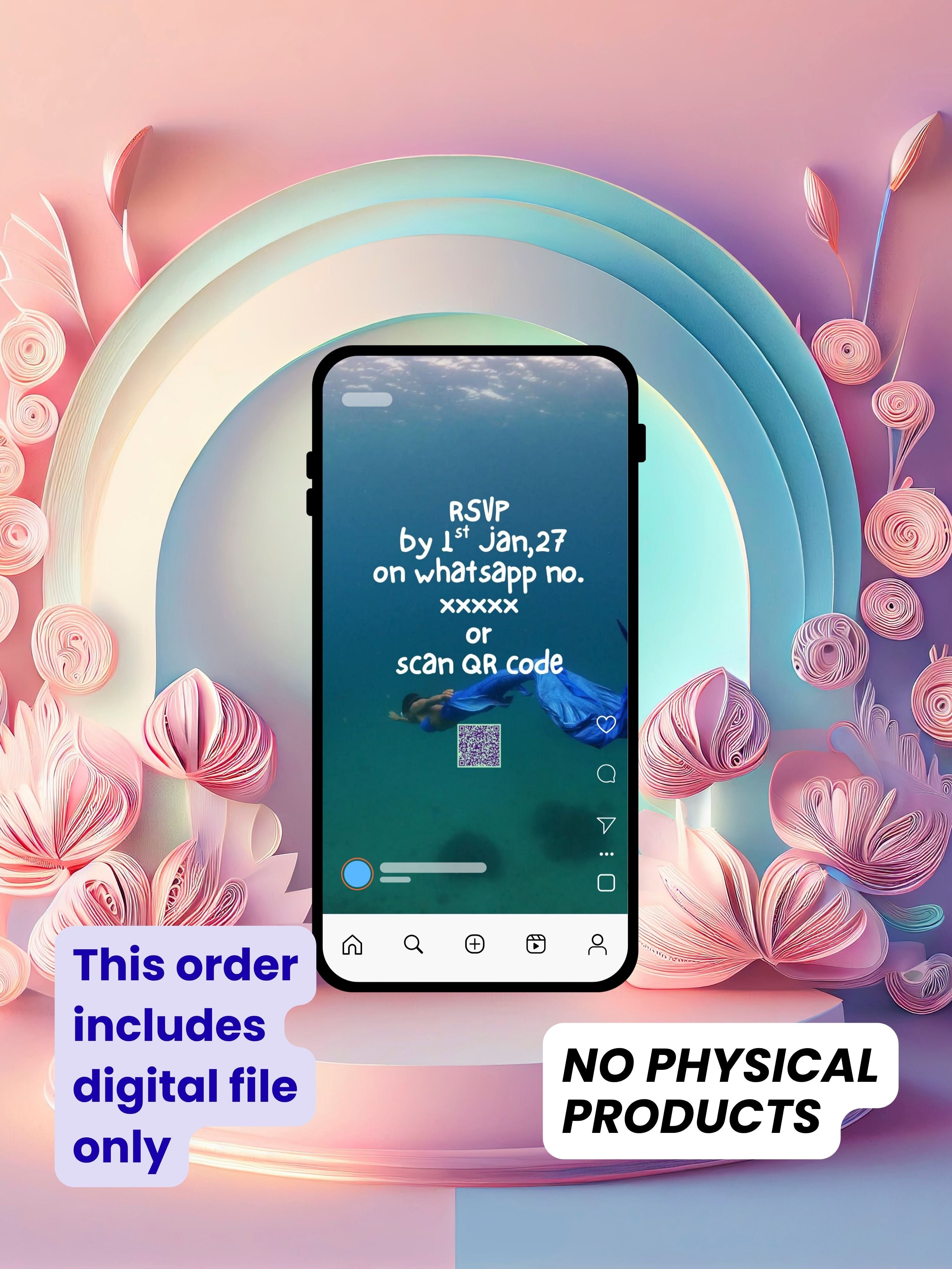 commercial use MERMAID Birthday Invitation Video | Editable Canva pro Template | Kids Party Invite | Digital Download|ki36c