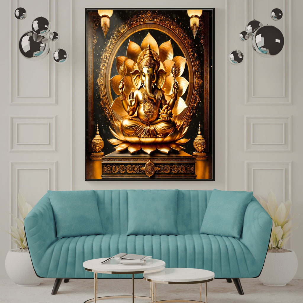 Luxury Lord Ganesha Wall Art Printable | Ganapathi Digital Download | Hindu God Decor | Spiritual Poster | Ganesh Chaturthi Gift | 11 Sizes |sp2