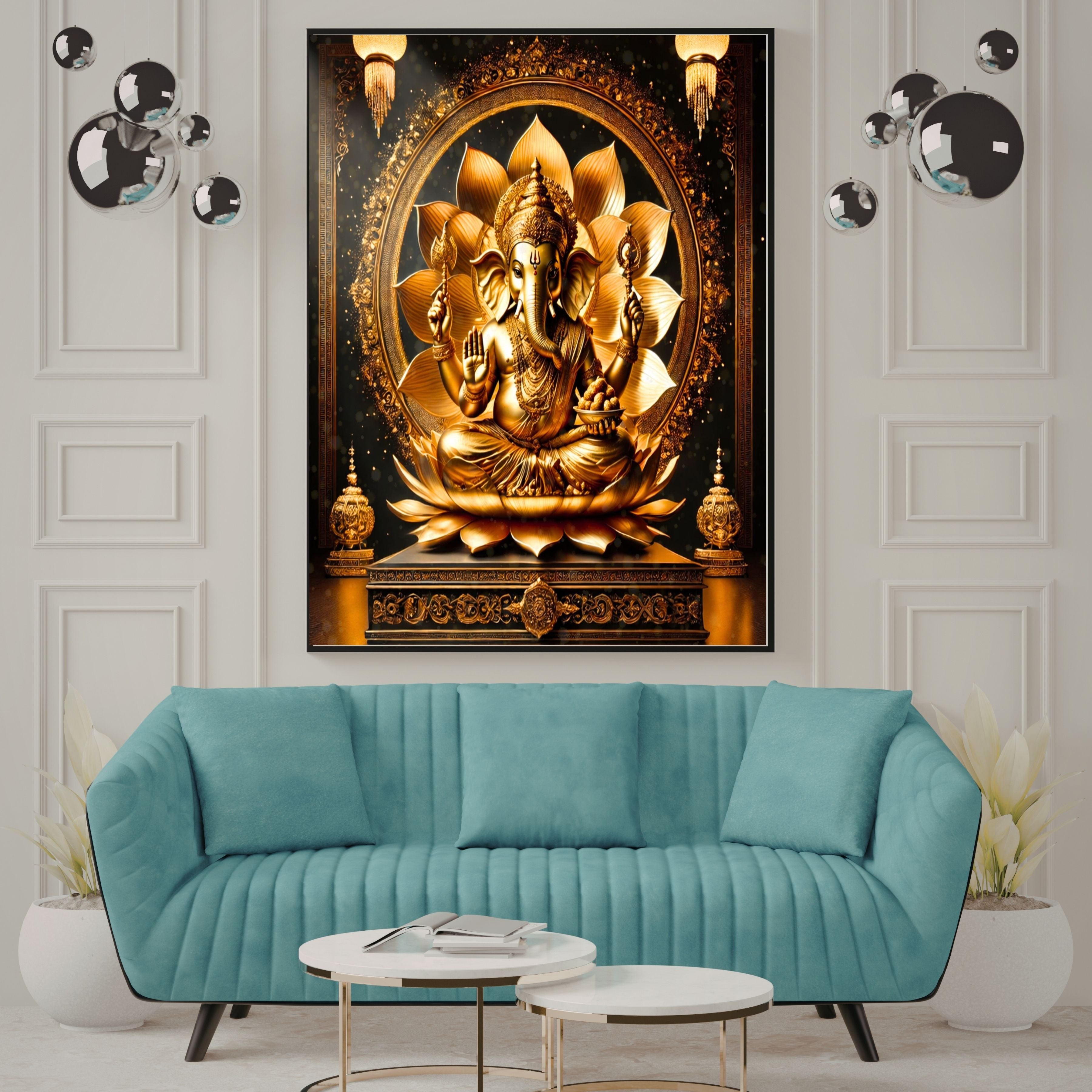 Luxury Lord Ganesha Wall Art Printable | Ganapathi Digital Download | Hindu God Decor | Spiritual Poster | Ganesh Chaturthi Gift | 11 Sizes |sp2