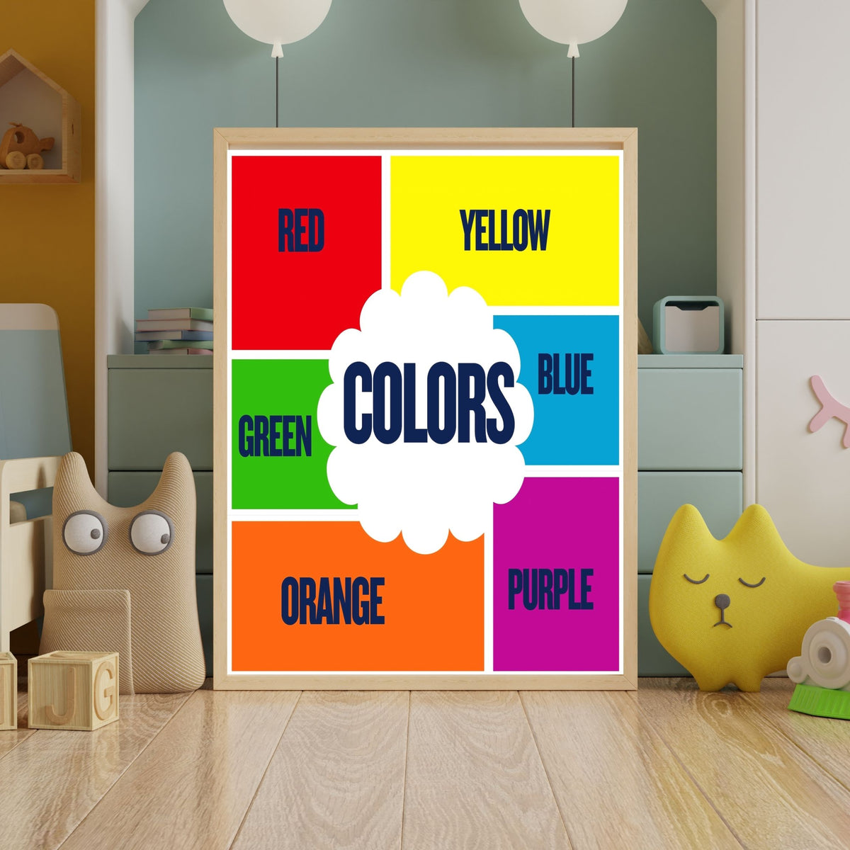 Nursery Color Learning Print for Kids, Educational Wall Art