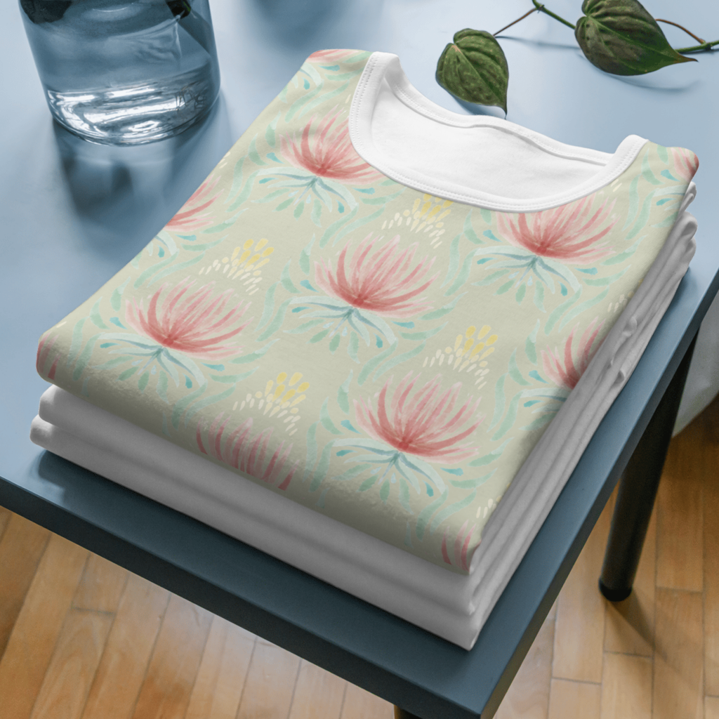 Pink Lotus Protea Damask Watercolour Seamless Pattern Bundle 10 Colourways - Floral Digital Paper Blush Rose Sage Fronds Mint Teal Girls Room Luxury Wallpaper Personal Use
