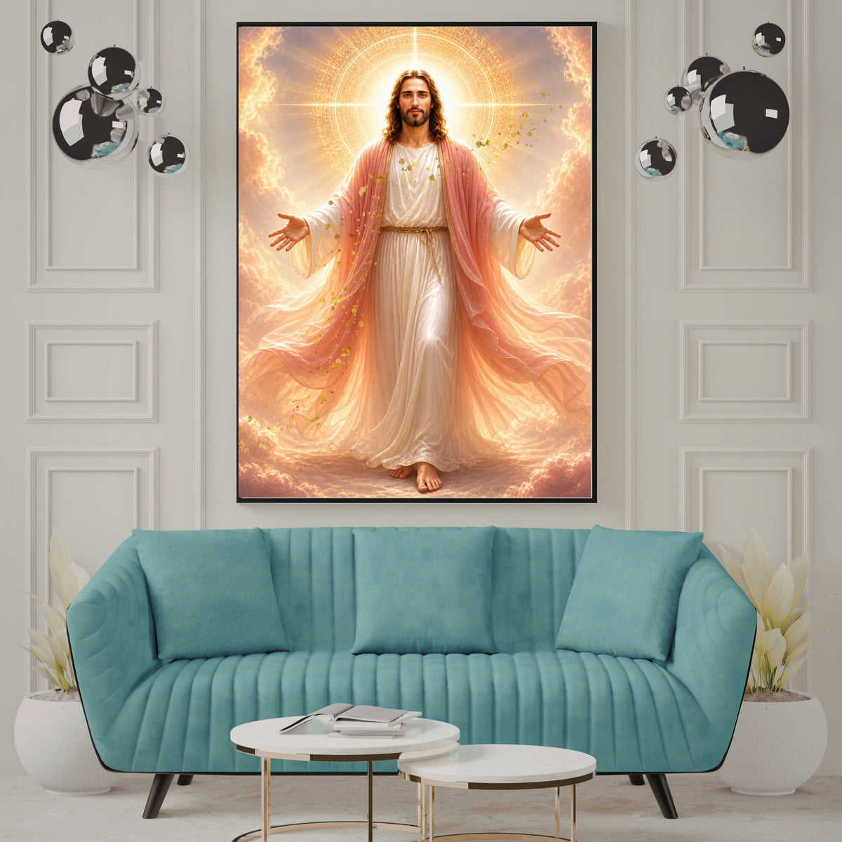 Jesus Arms Wide Open Printable Commercial Use | Redeemer Welcome Embrace Peach Mantle Resell License | POD Mandala Halo Amber Glory Christ Etsy Bundle