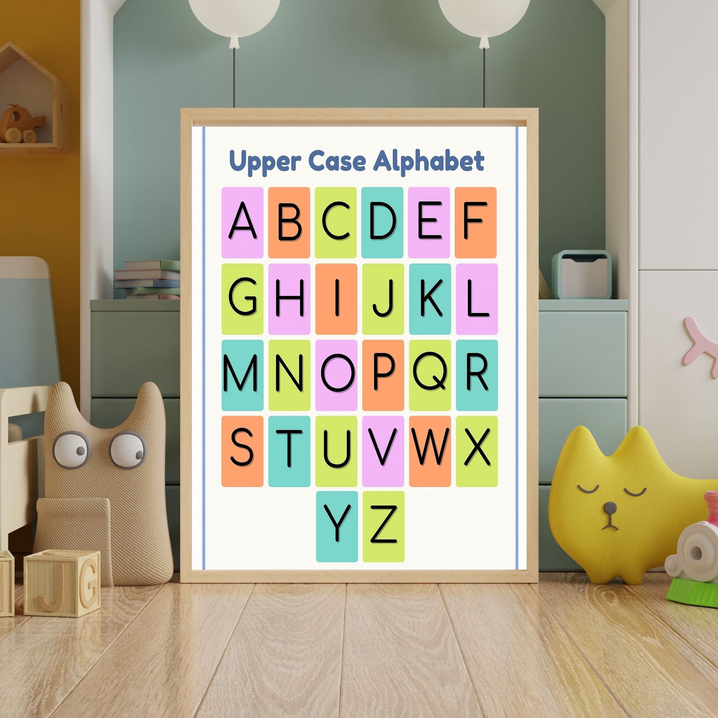 Alphabet Wall Art Printable, ABC Learning Poster, Kids Educational Decor, Nursery Wall Art, Preschool Classroom Print, Homeschool Decor, Digital Download|ke1-6