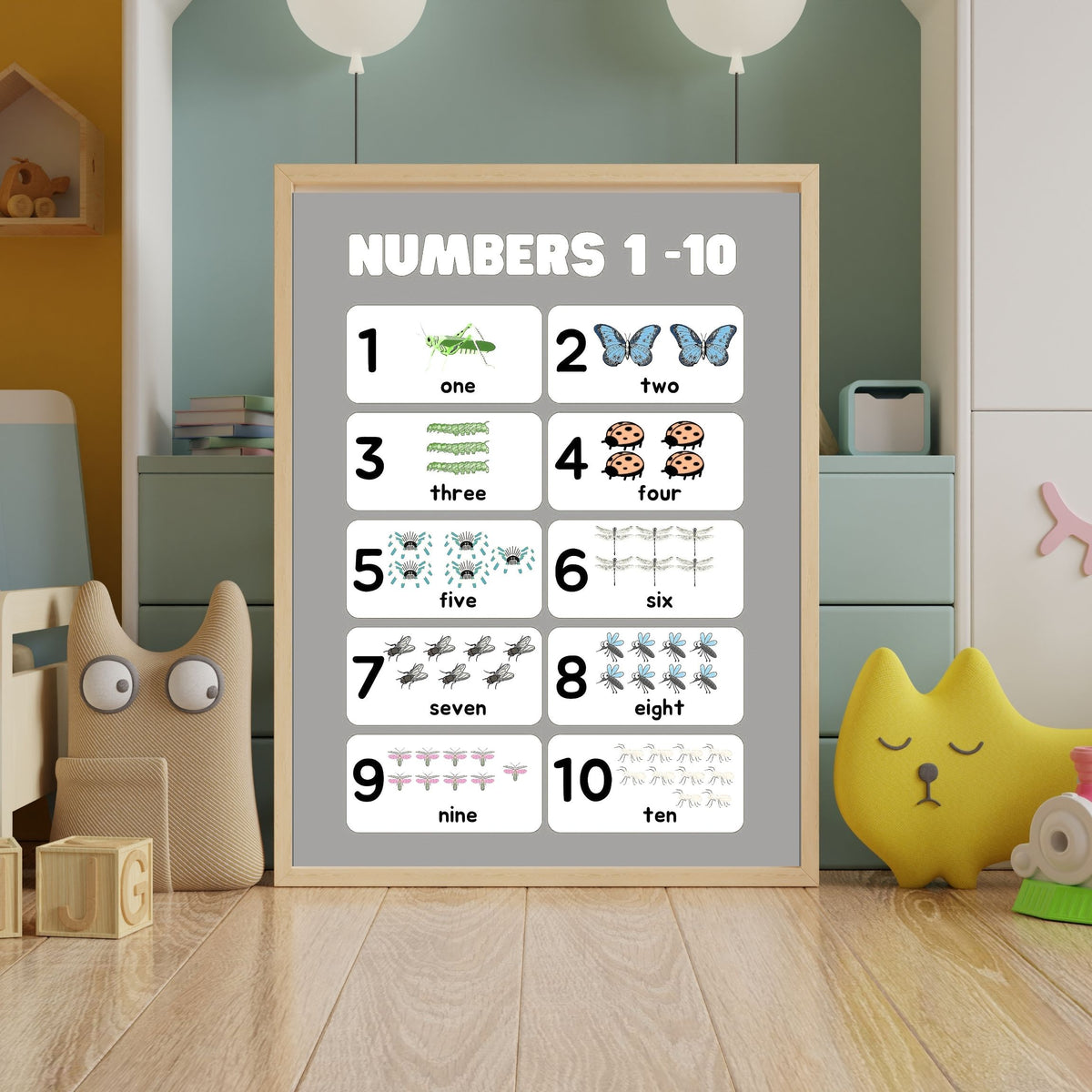 Number Wall Art for Kids 11+ sizes, Counting Poster Printable, Educational Nursery Decor, Preschool Learning Print, Math Wall Art, Digital Download|ke2-2